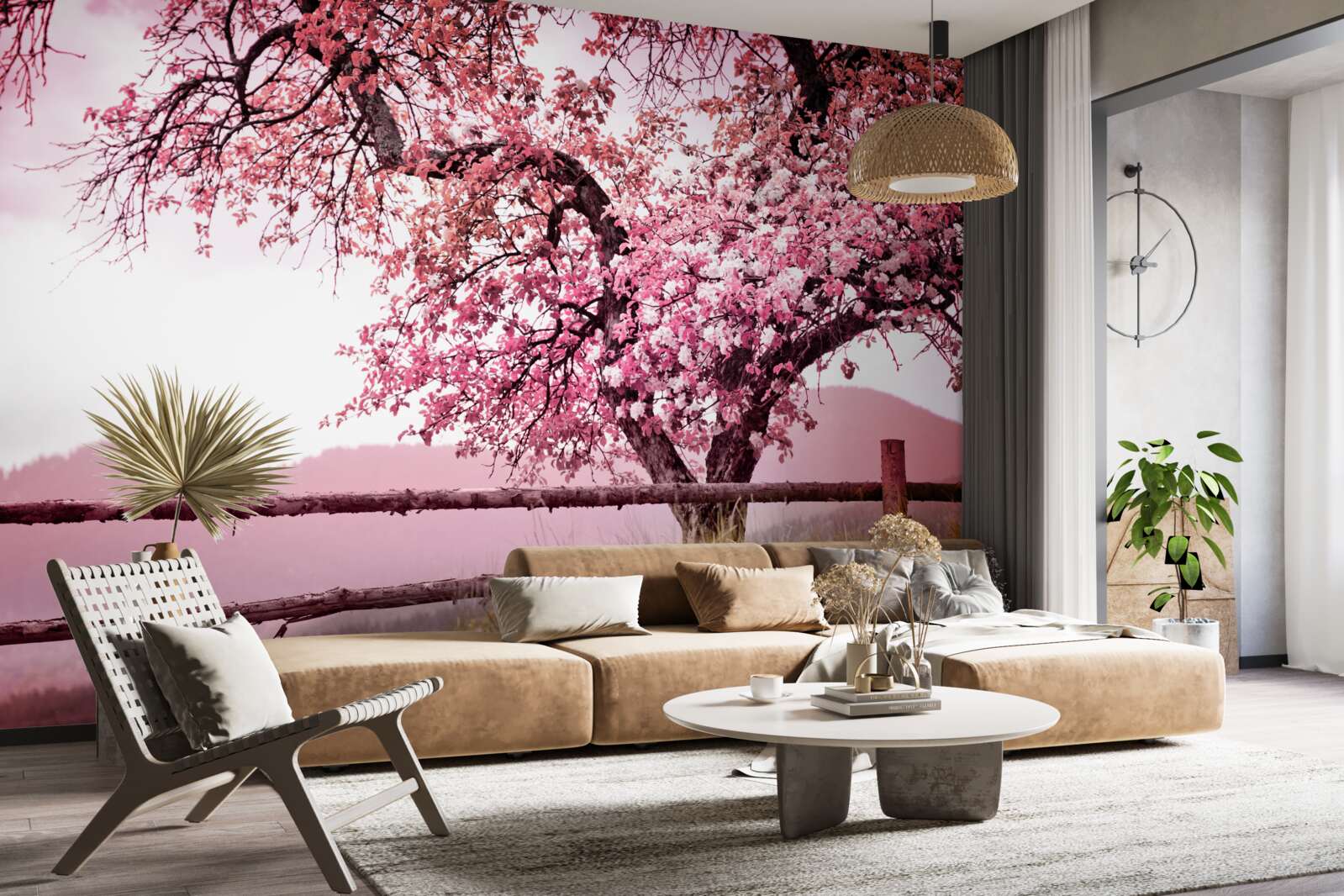 Papier peint arbre sakura en fleurs