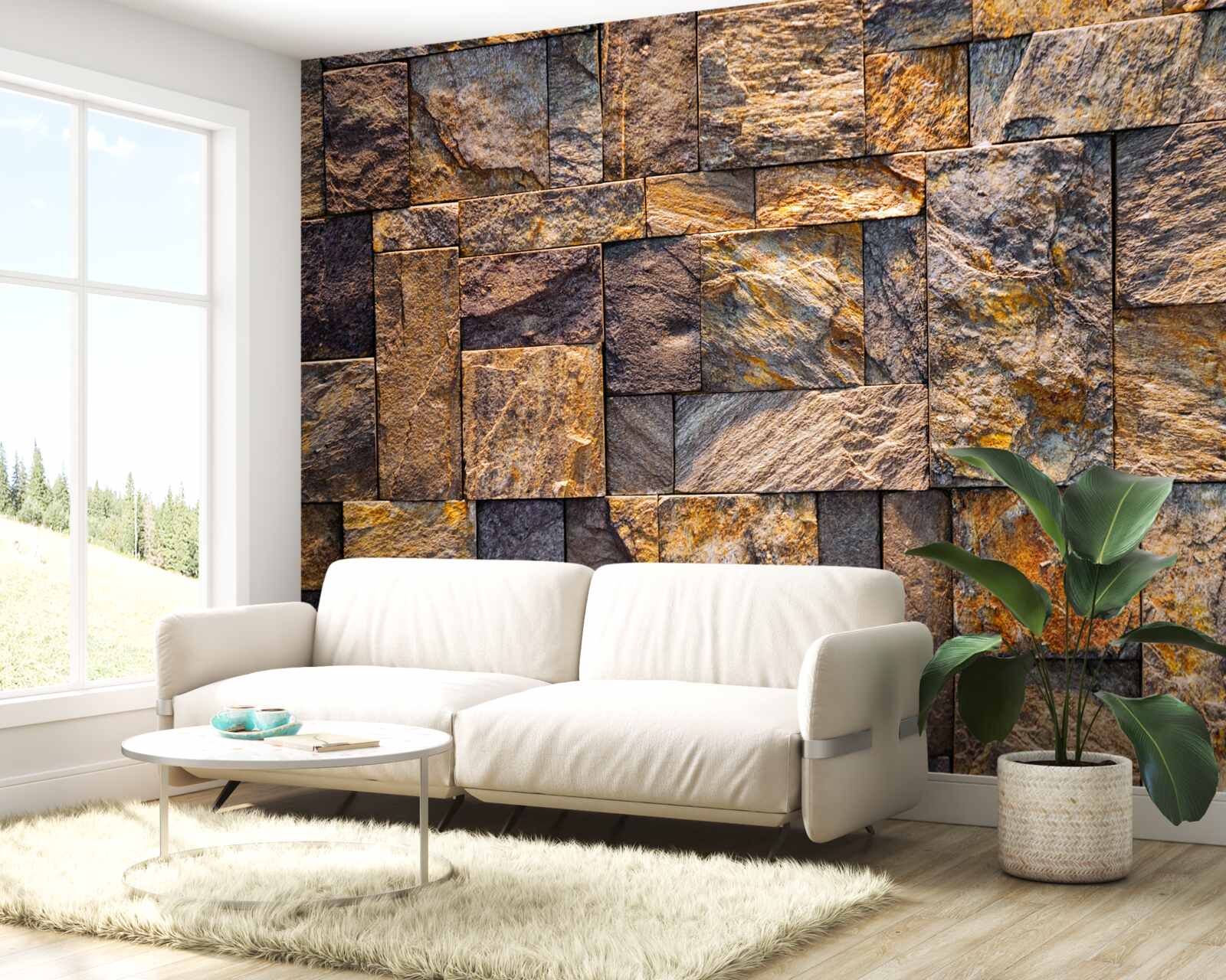 Papier peint des figures en forme de rectangles et de carrés de différentes tailles