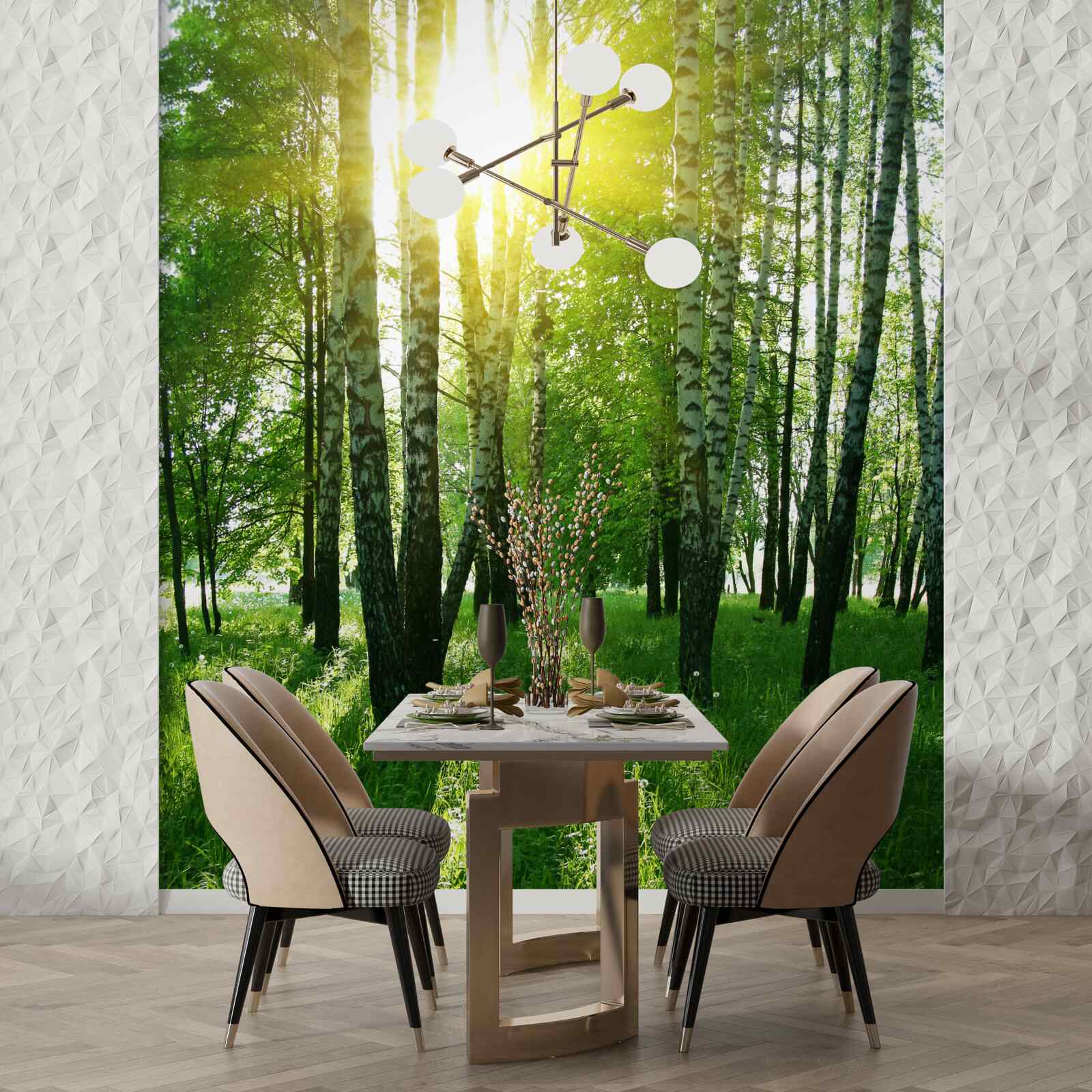 Papier peint matinée dans la forêt