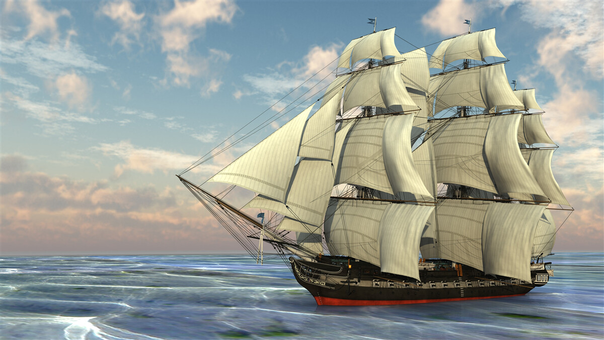 Papier peint navire majestueux et gracieux naviguant sur l'eau