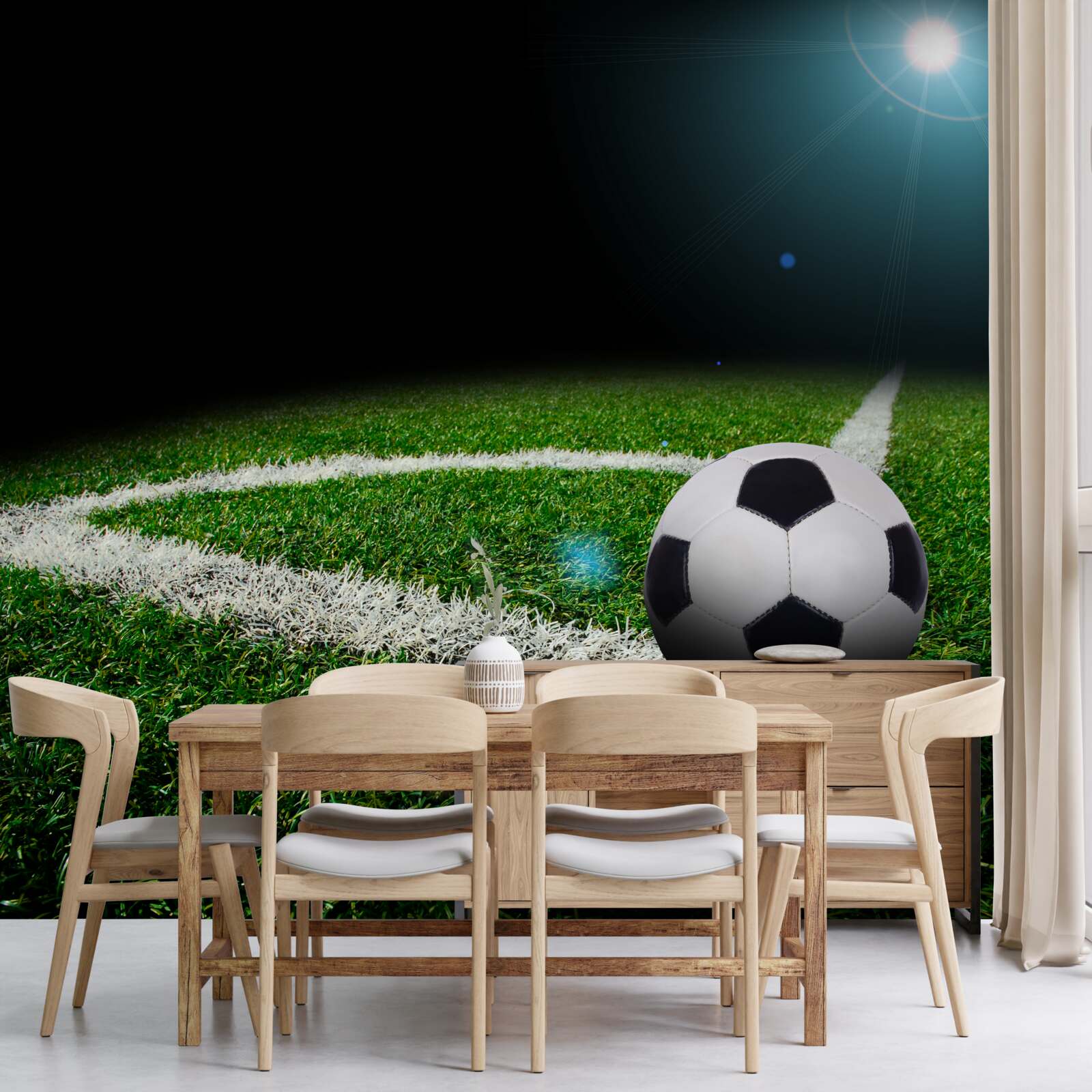 Papier peint football sur la pelouse