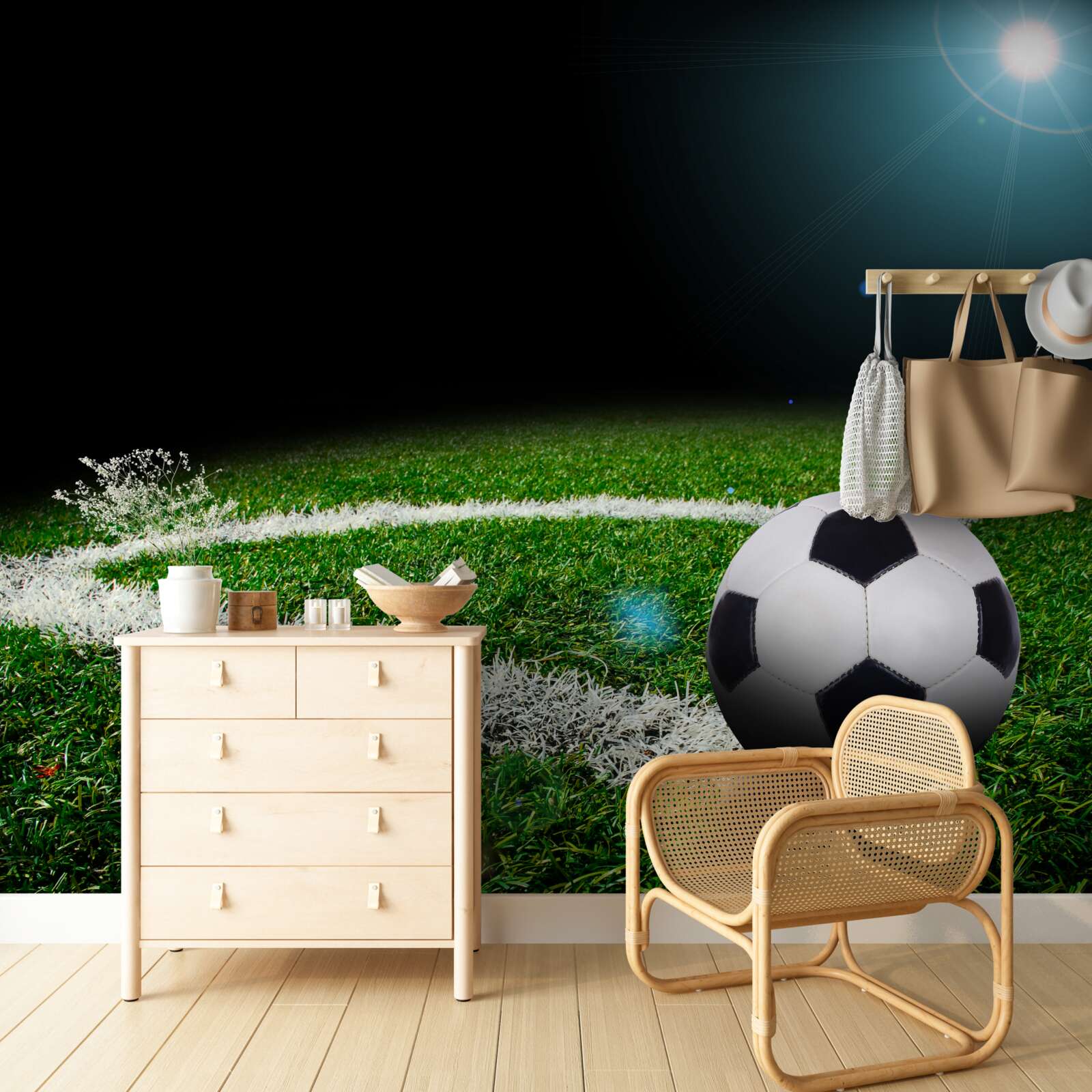 Papier peint football sur la pelouse