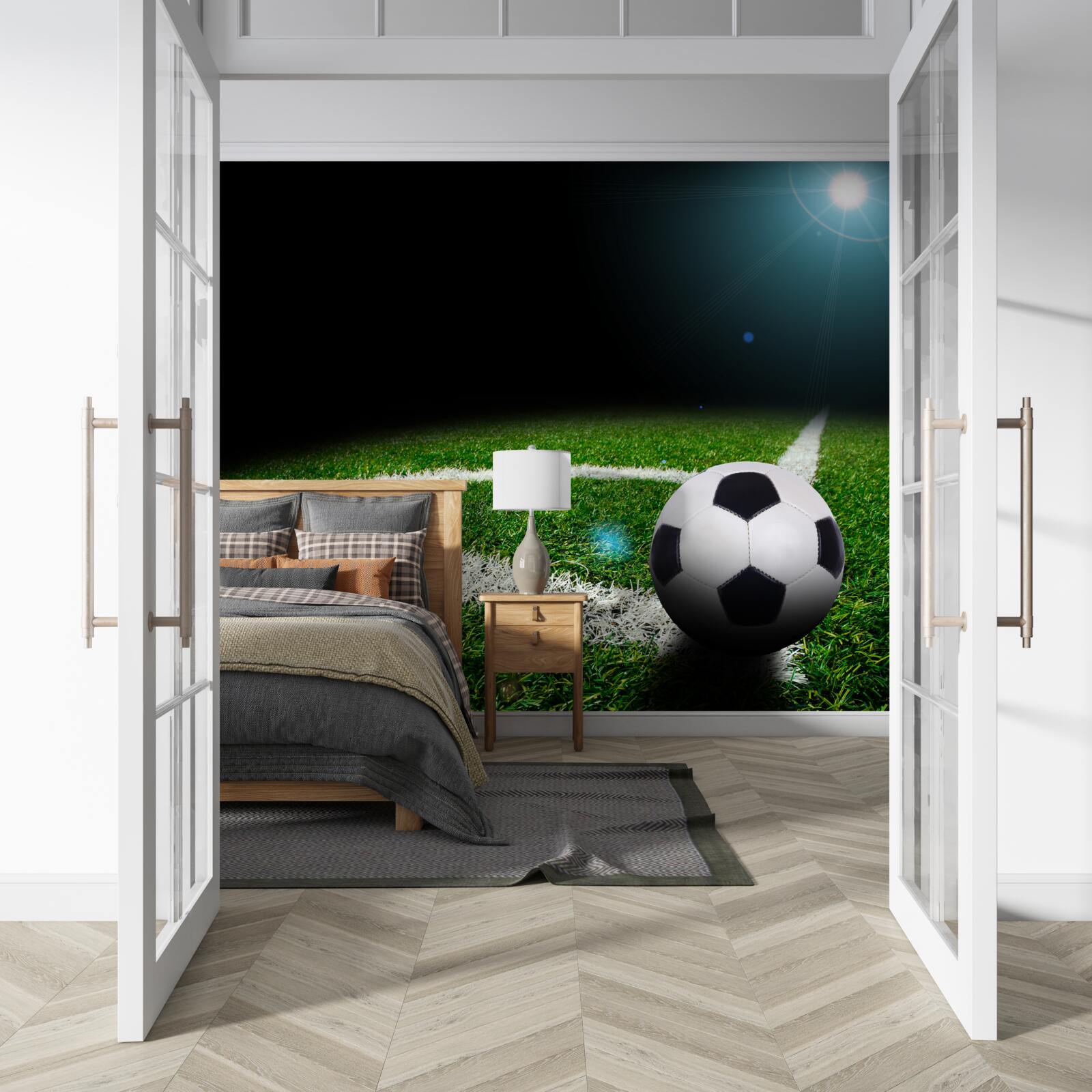 Papier peint football sur la pelouse