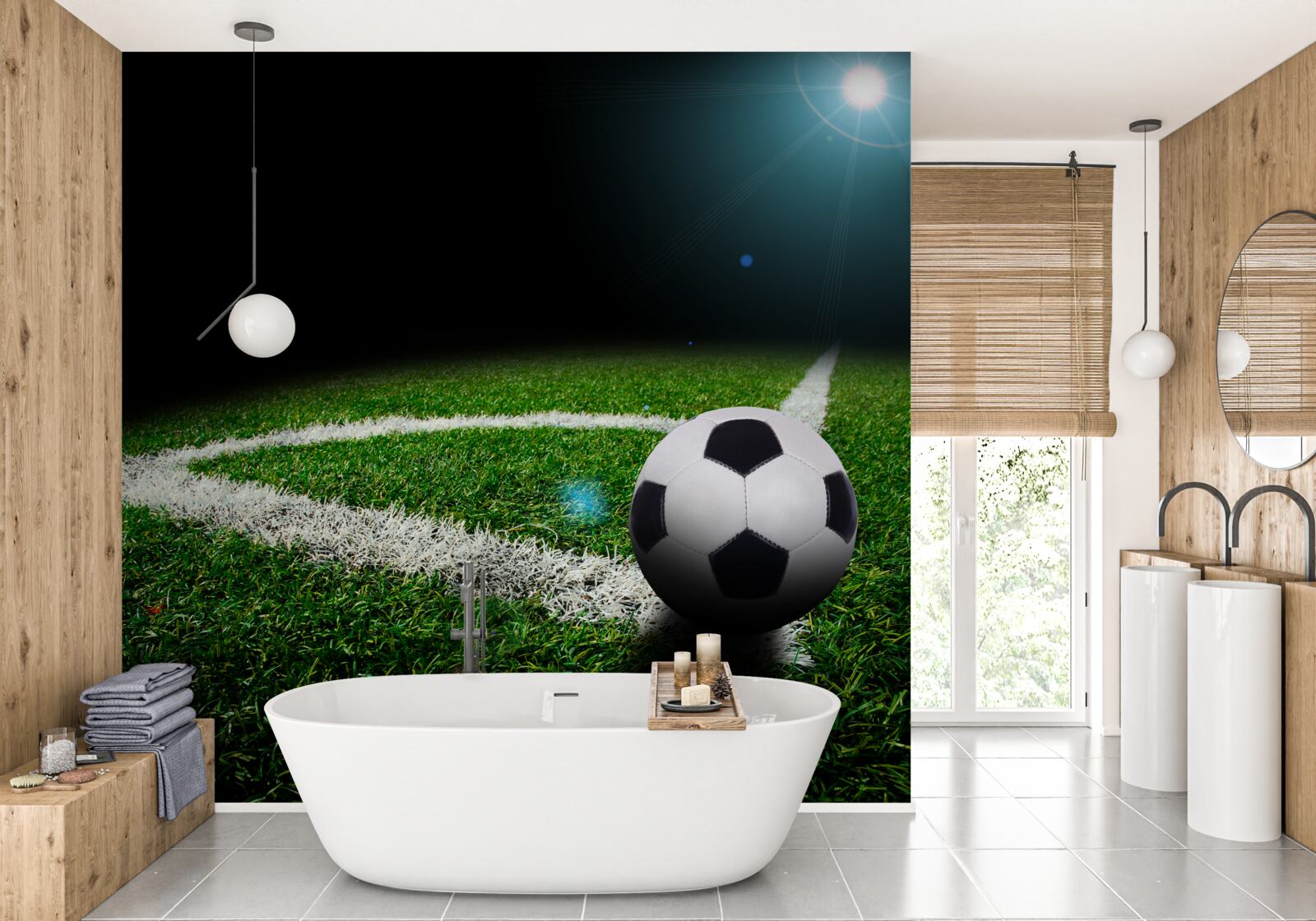 Papier peint football sur la pelouse