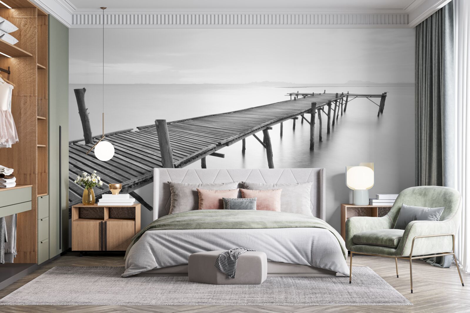 Papier peint long pont flottant