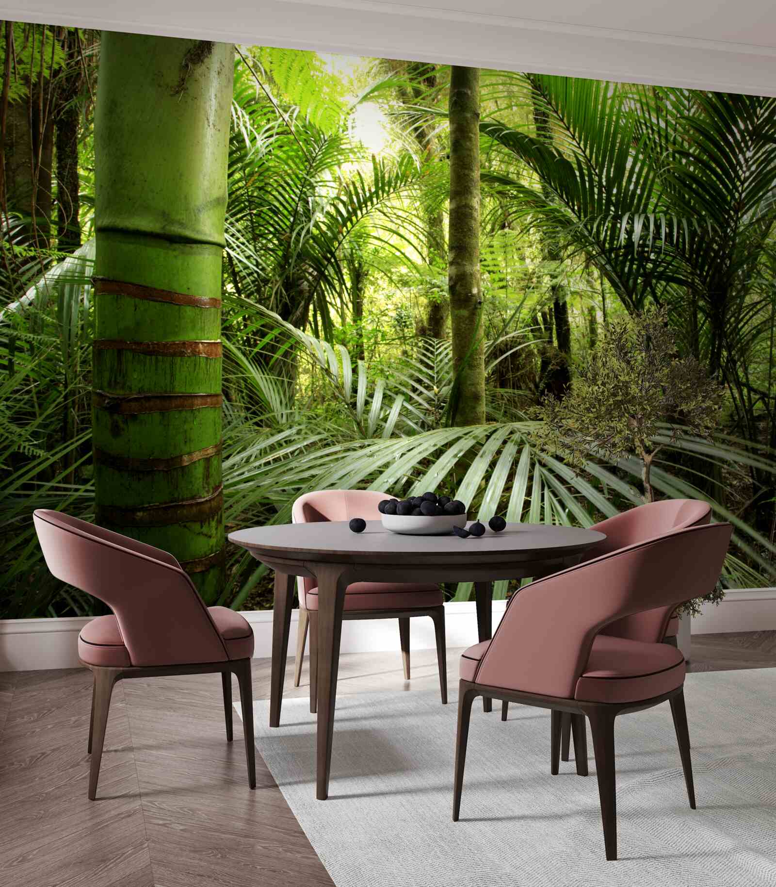 Papier peint grandes plantes dans un bosquet vert