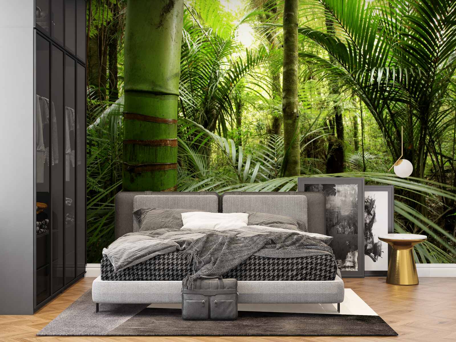 Papier peint grandes plantes dans un bosquet vert