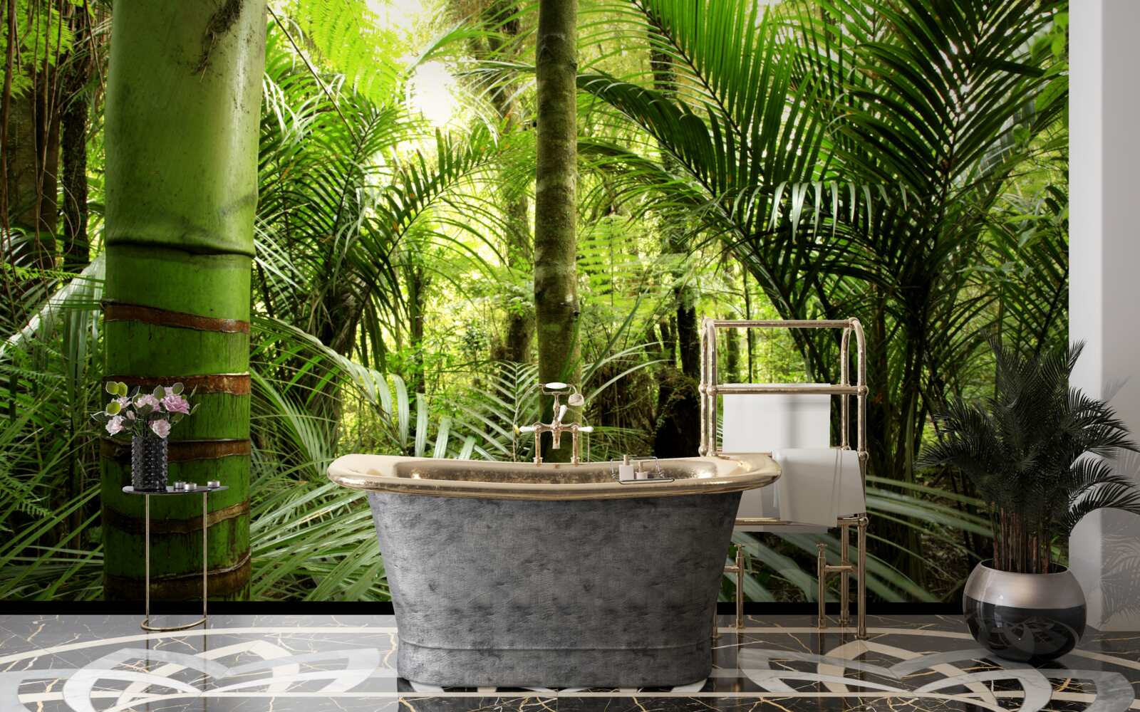 Papier peint grandes plantes dans un bosquet vert