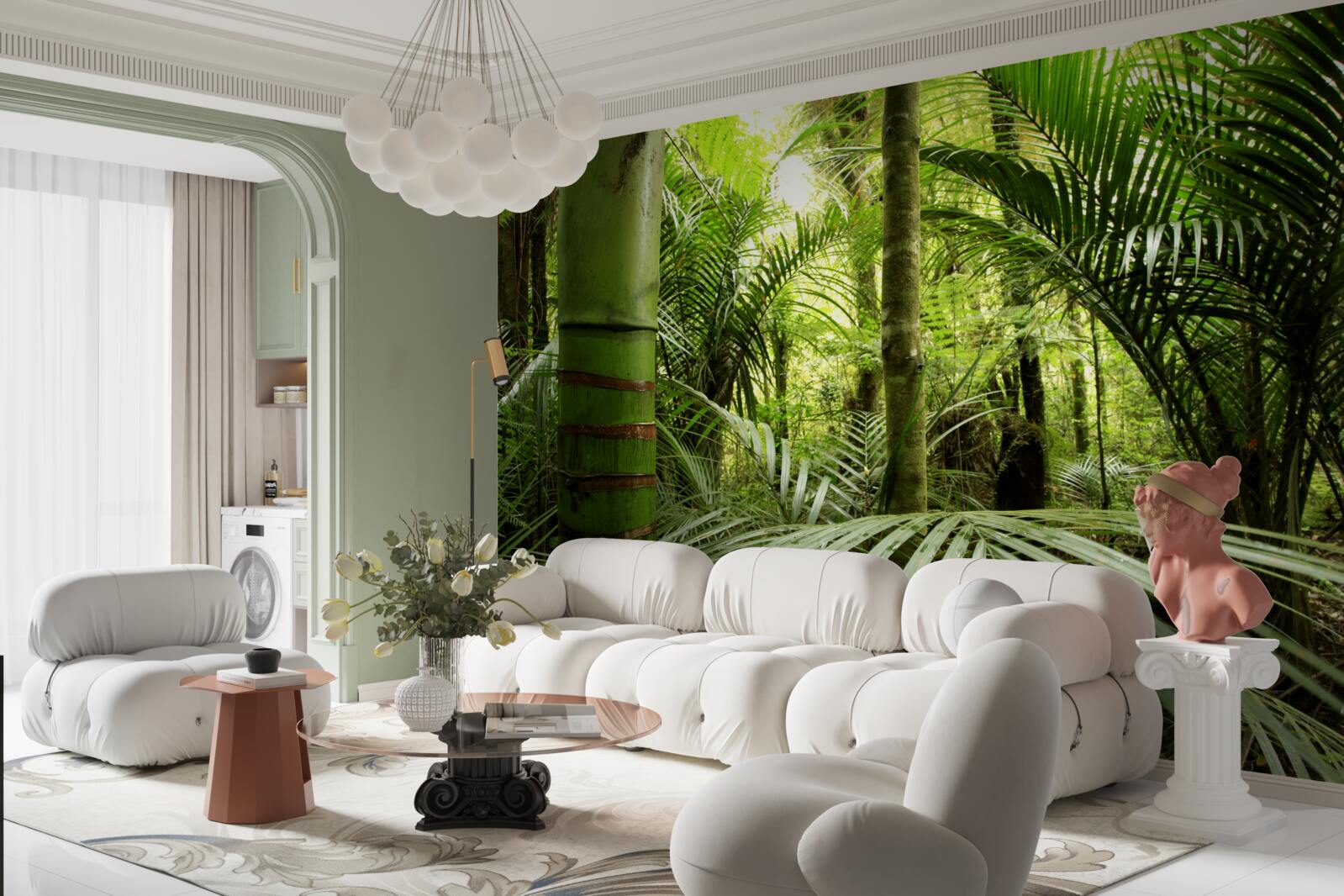 Papier peint grandes plantes dans un bosquet vert