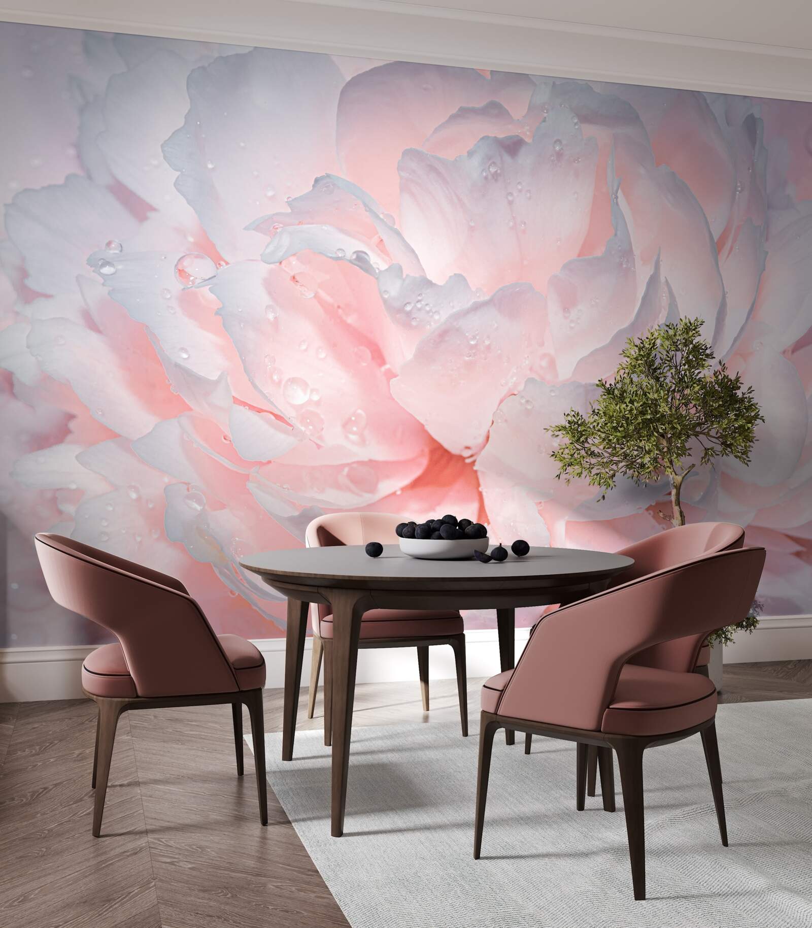 Papier peint grande pivoine rose vif