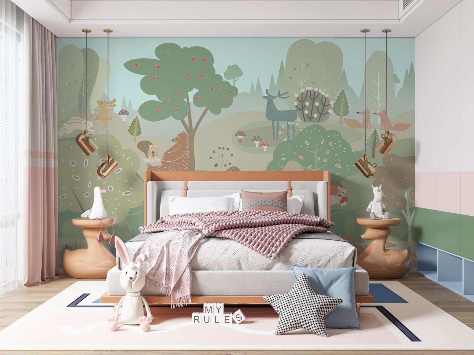 Papier peint chaque animal dessiné est occupé par ses propres affaires