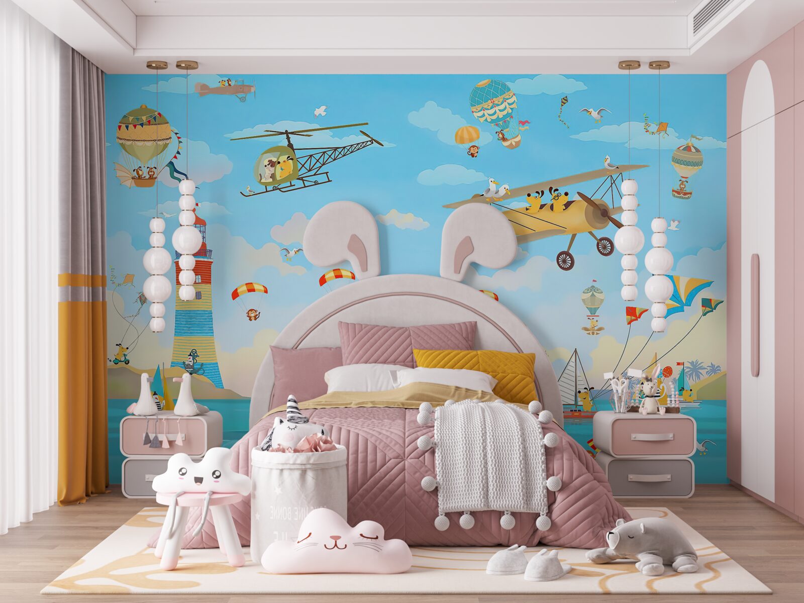 Papier peint les différents modes de transport aérien et maritime