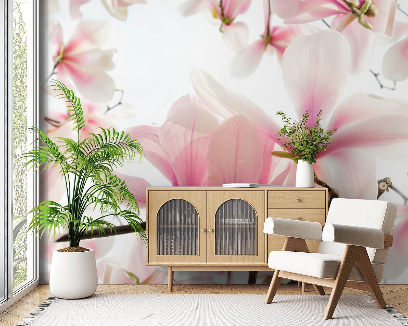 Papier peint magnolias en fleurs