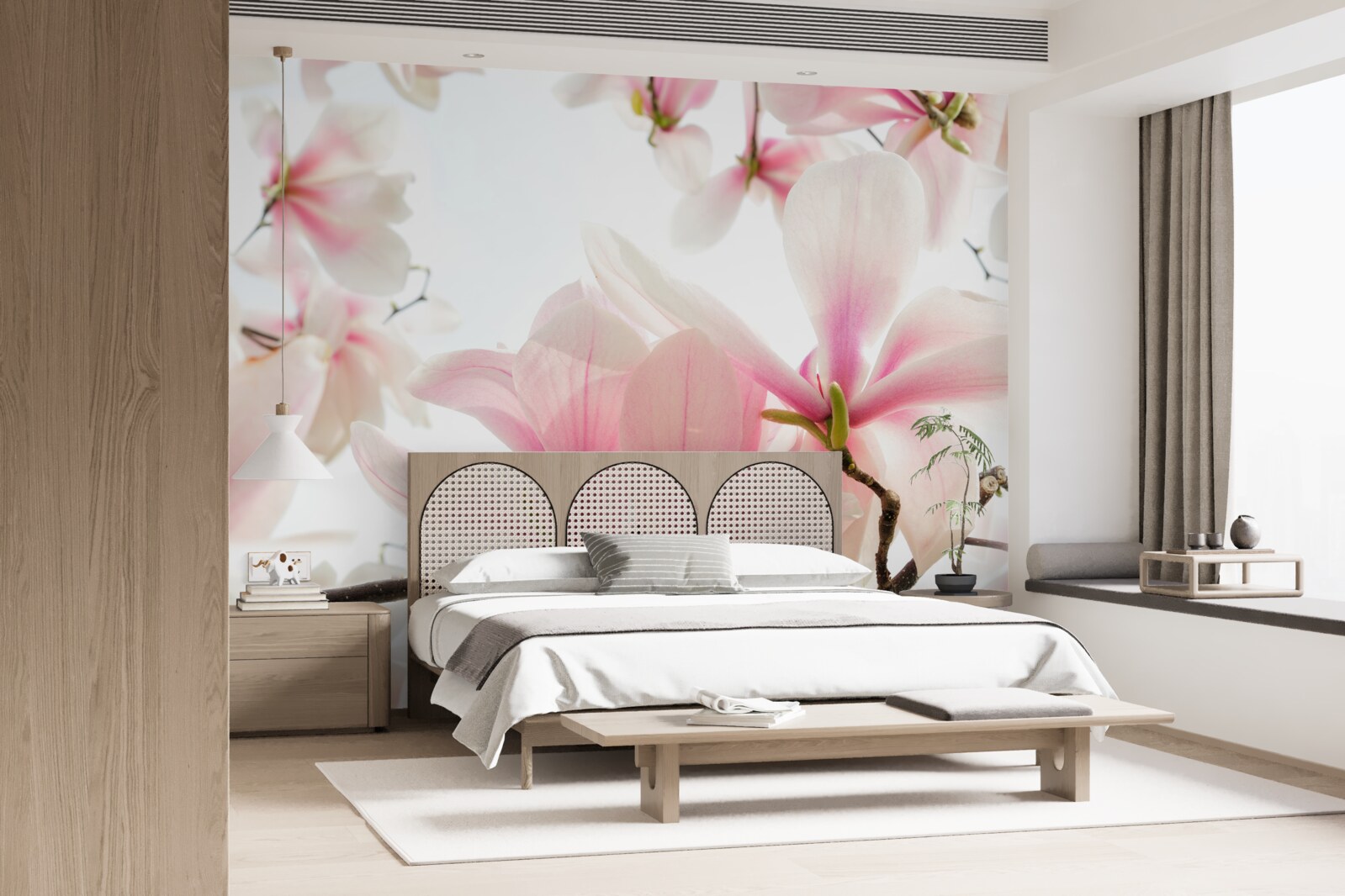 Papier peint magnolias en fleurs