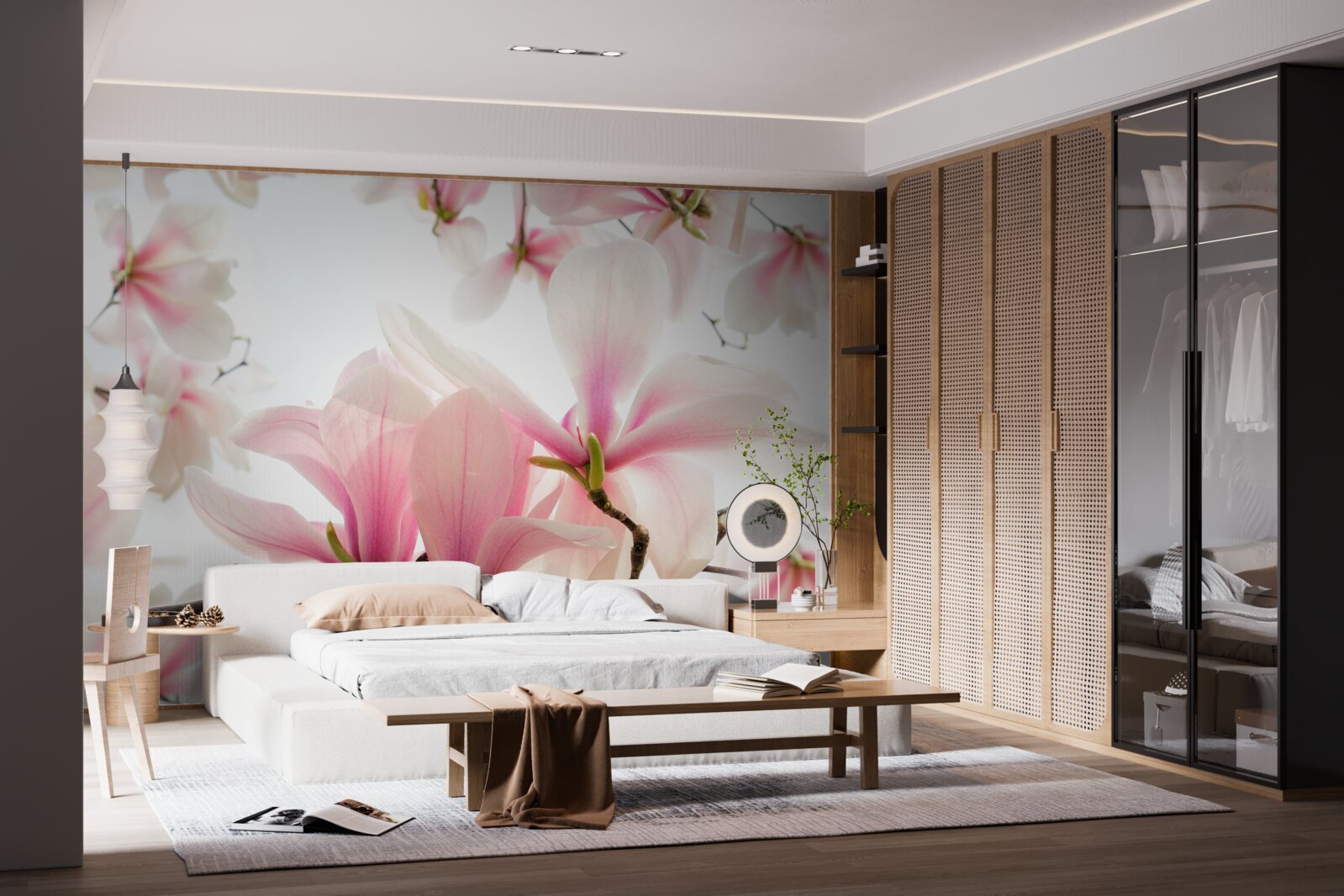 Papier peint magnolias en fleurs