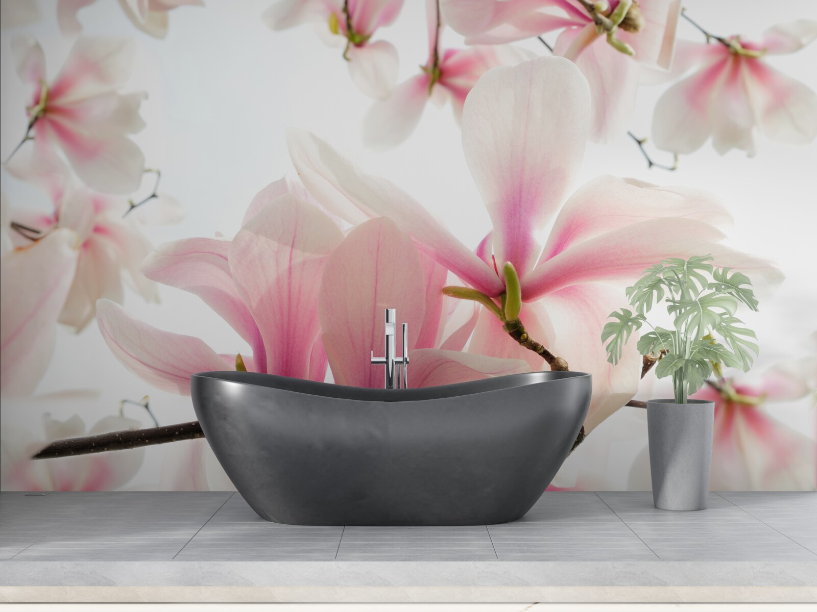 Papier peint magnolias en fleurs