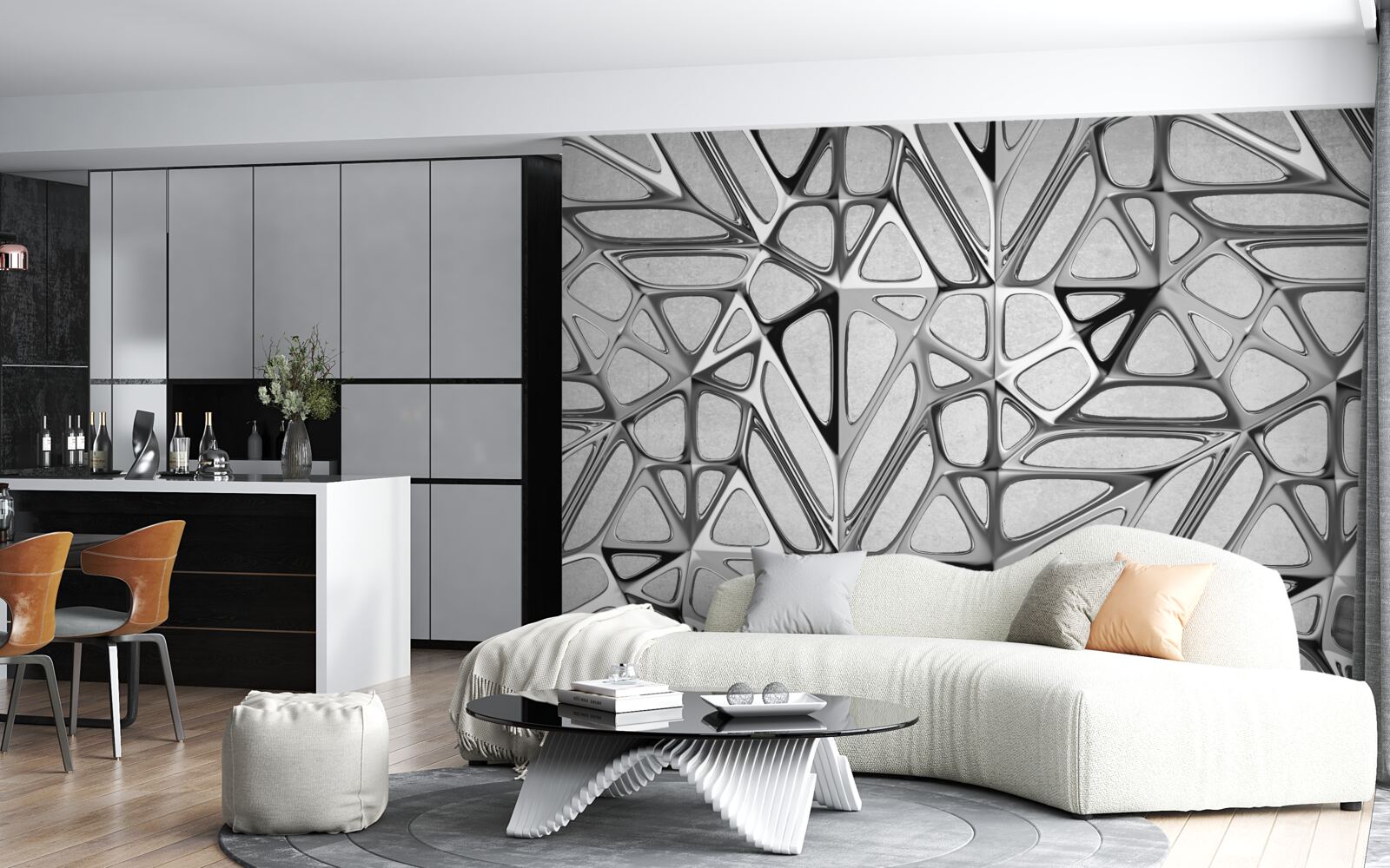 Papier peint gris métal abstrait