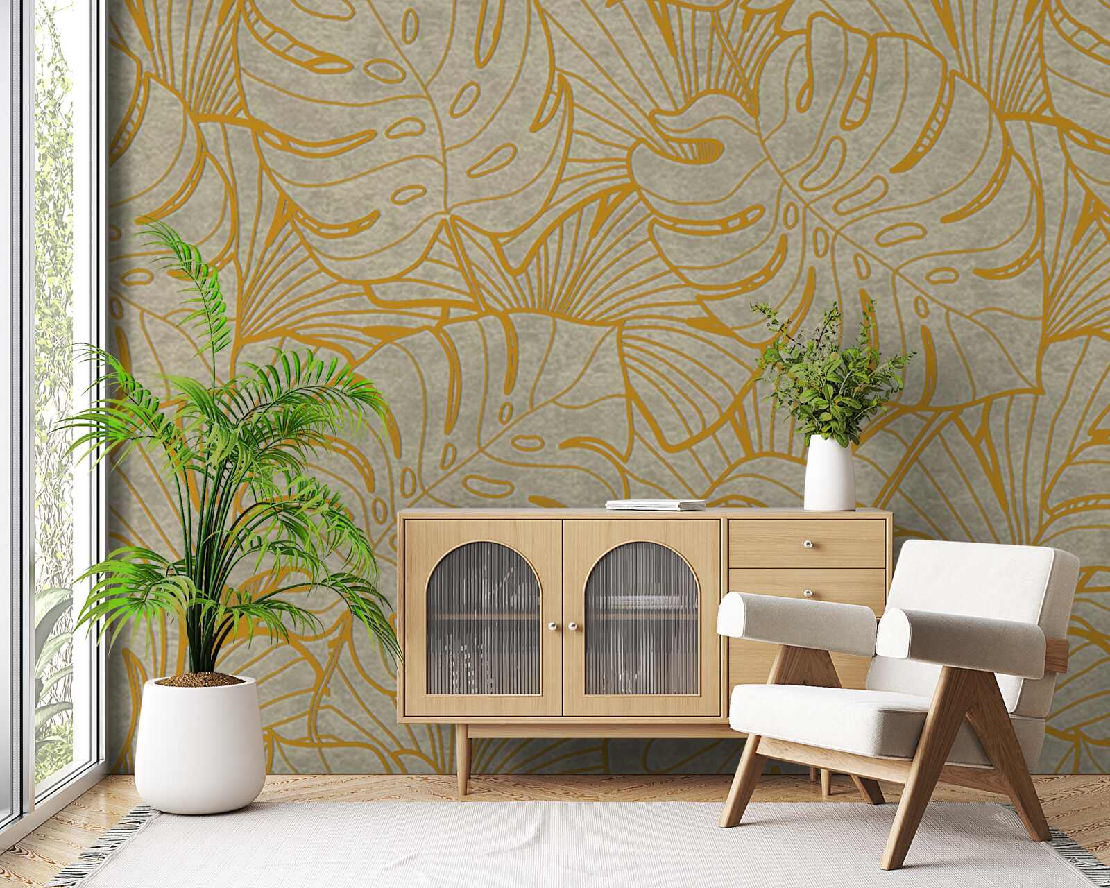 Papier peint les contours des grandes feuilles