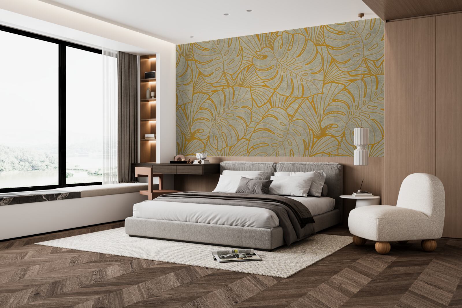 Papier peint les contours des grandes feuilles