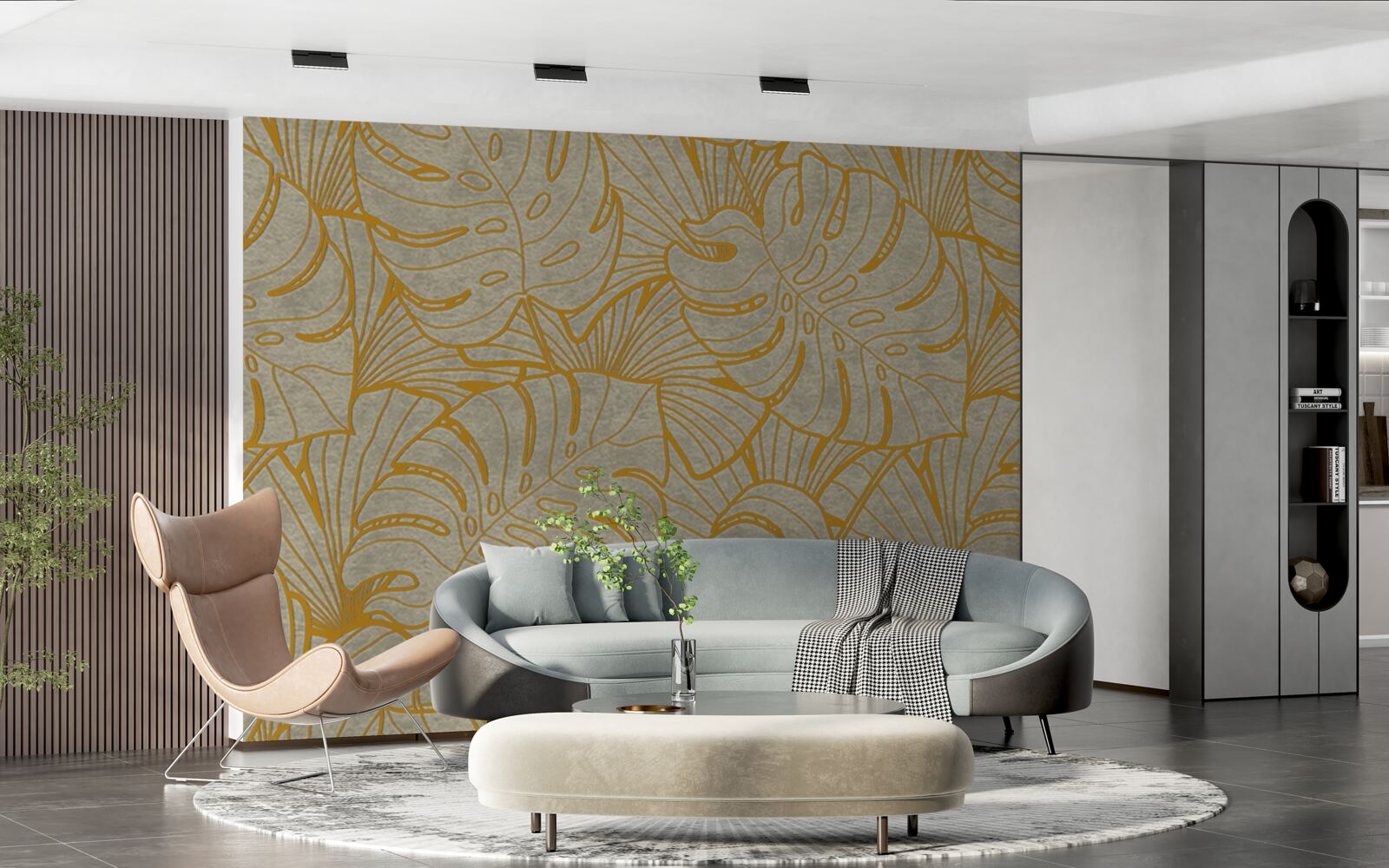 Papier peint les contours des grandes feuilles