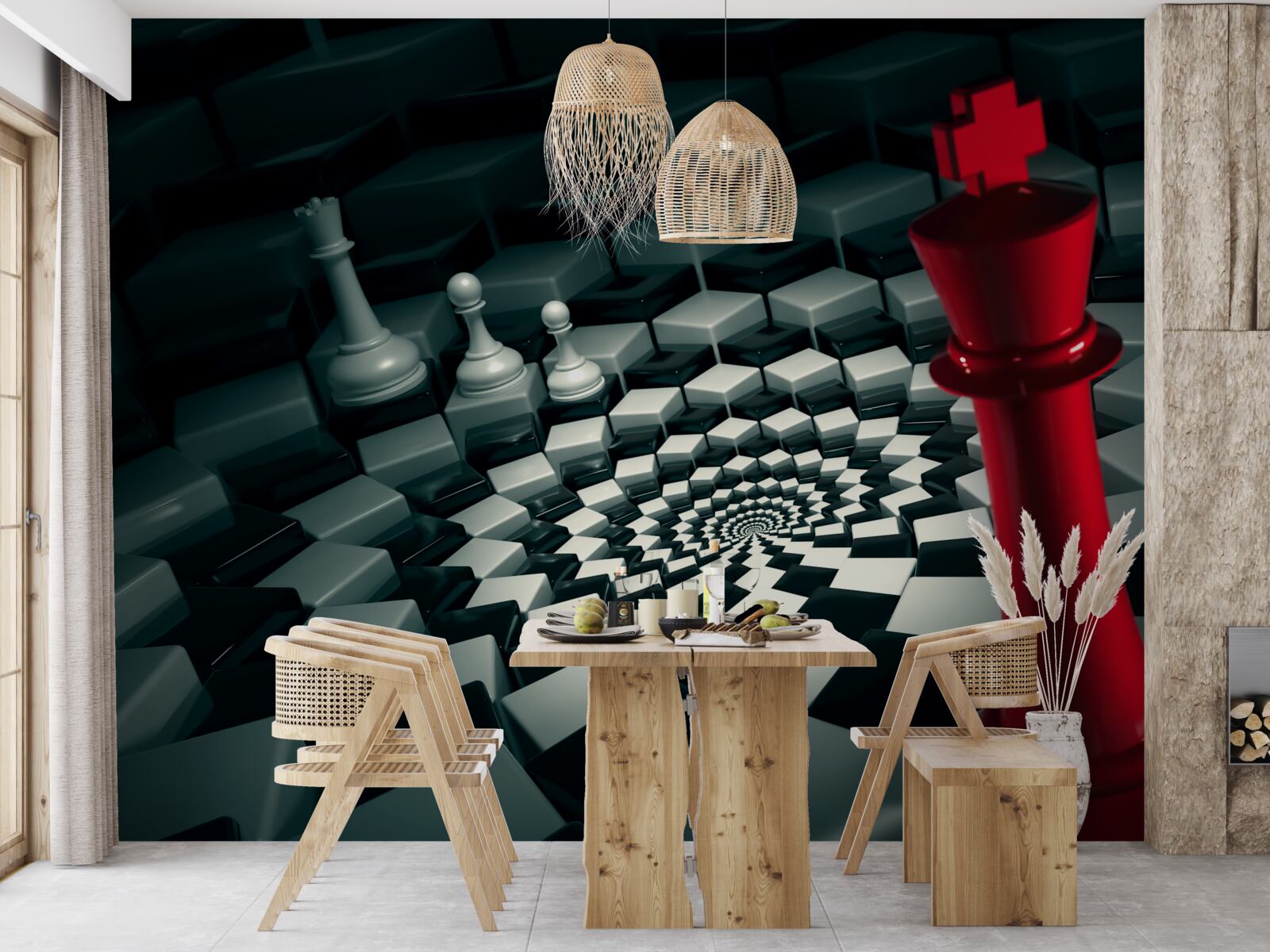 Papier peint grandes pièces d'échecs