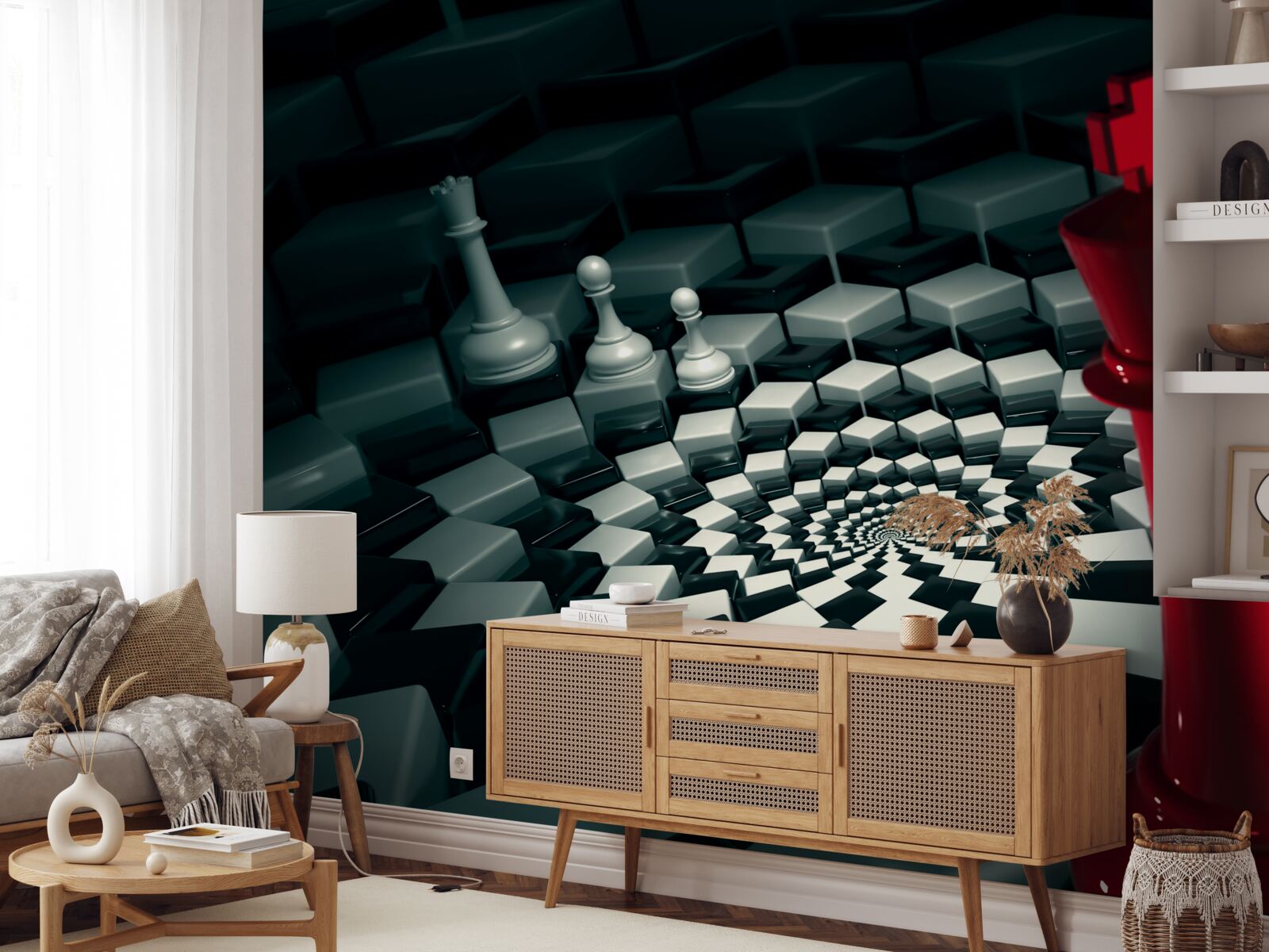 Papier peint grandes pièces d'échecs