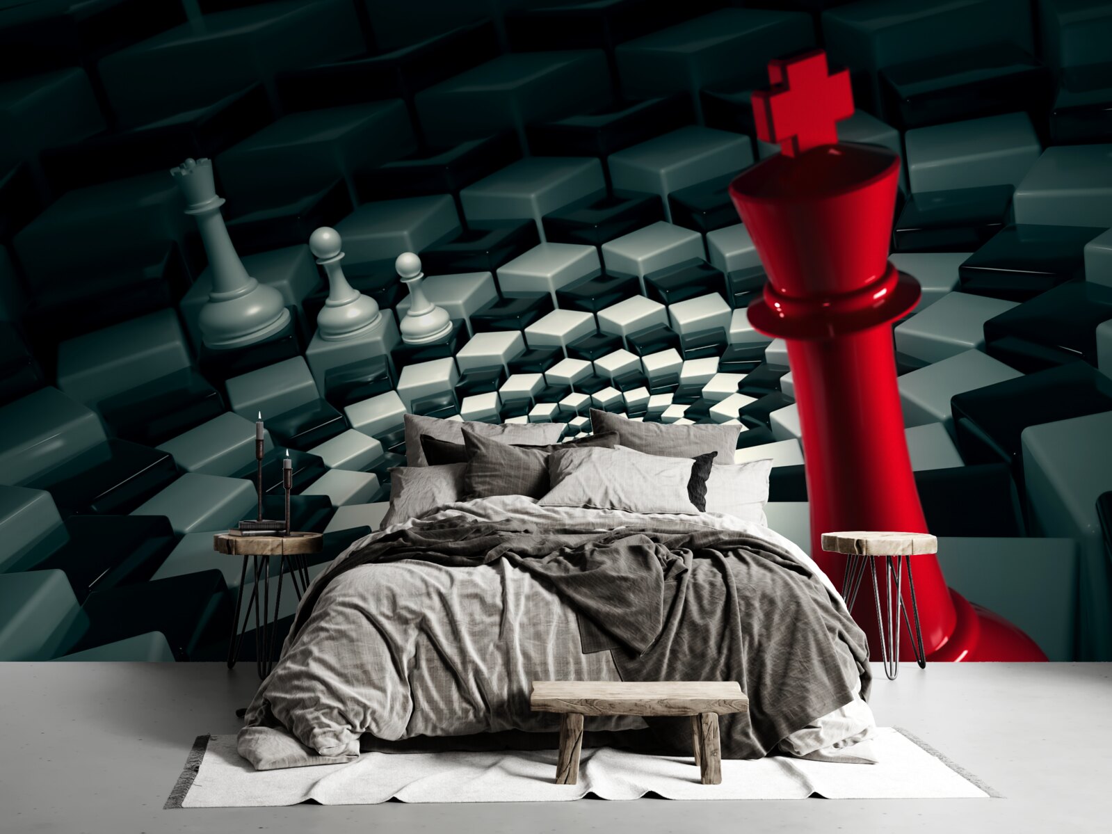 Papier peint grandes pièces d'échecs