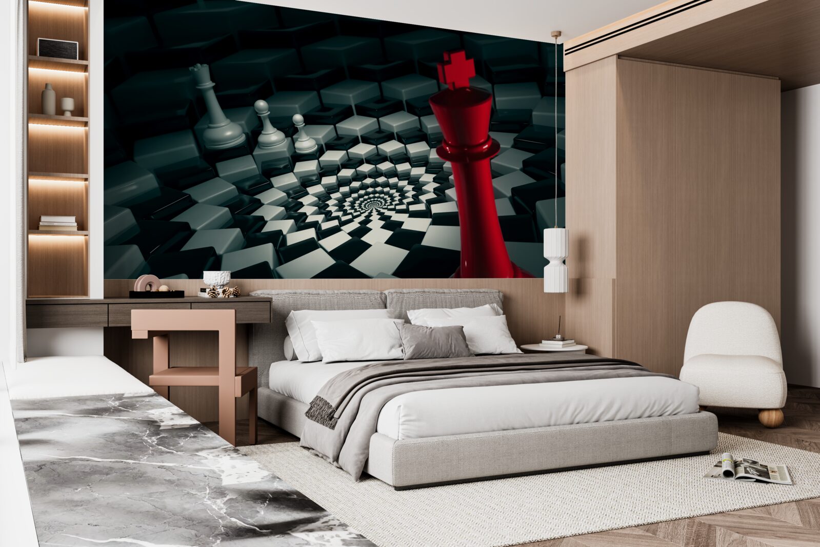 Papier peint grandes pièces d'échecs