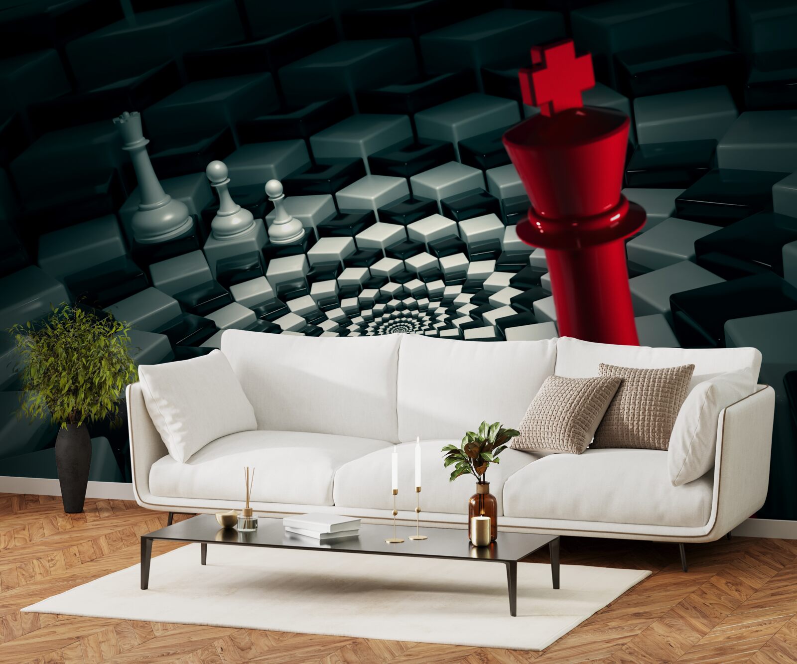 Papier peint grandes pièces d'échecs