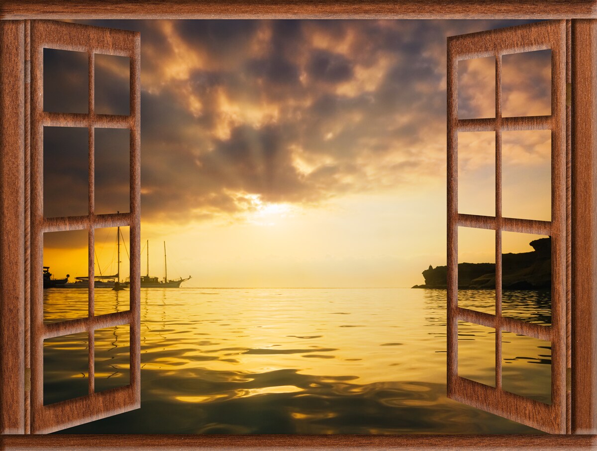 Papier peint magnifique paysage à l'extérieur de la fenêtre