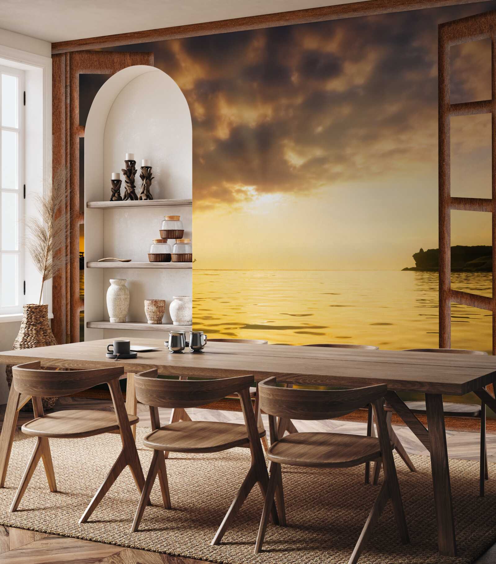 Papier peint magnifique paysage à l'extérieur de la fenêtre