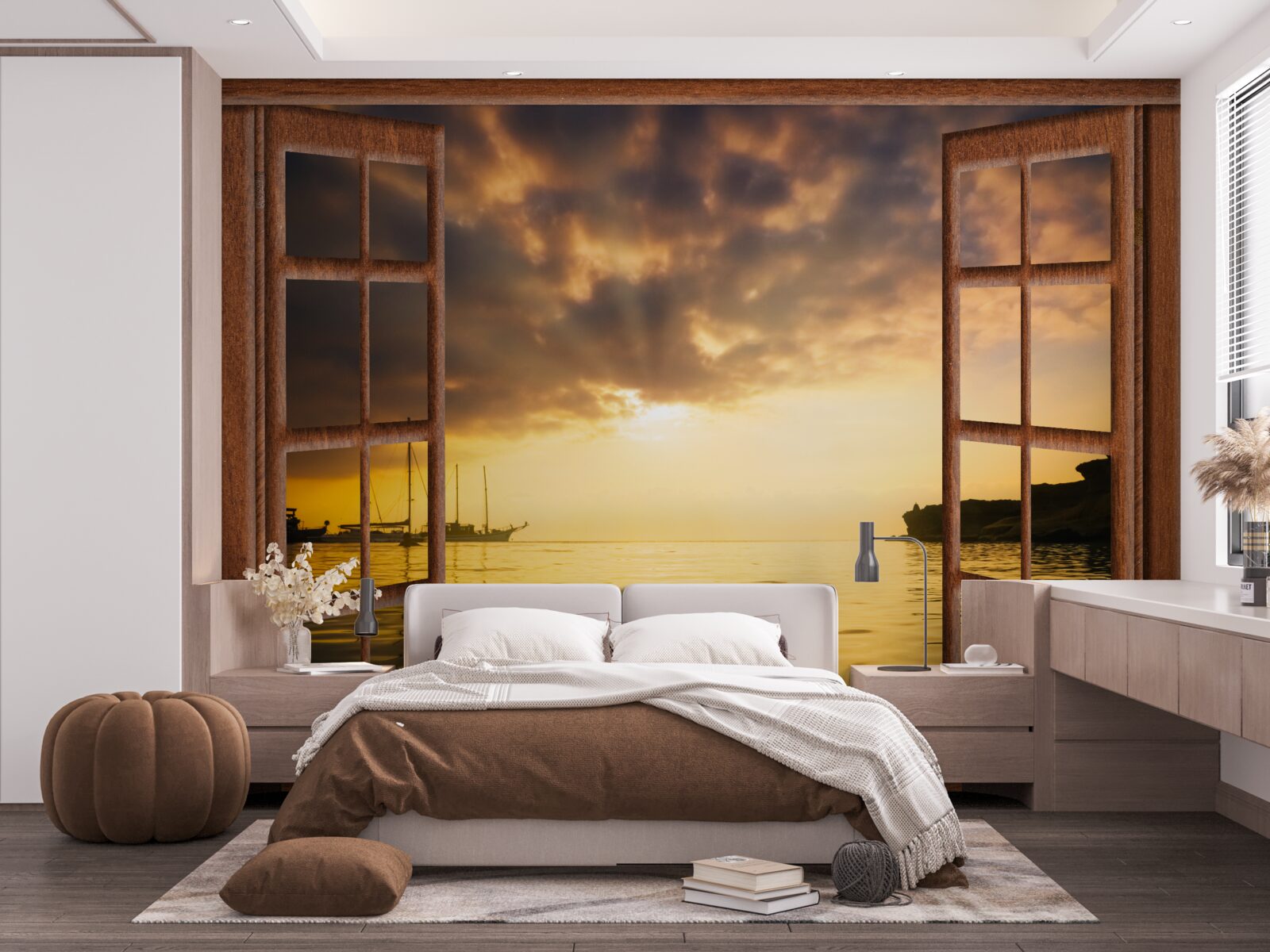 Papier peint magnifique paysage à l'extérieur de la fenêtre