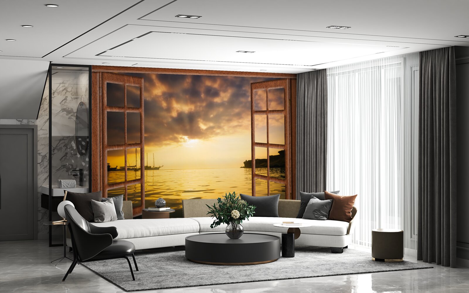 Papier peint magnifique paysage à l'extérieur de la fenêtre