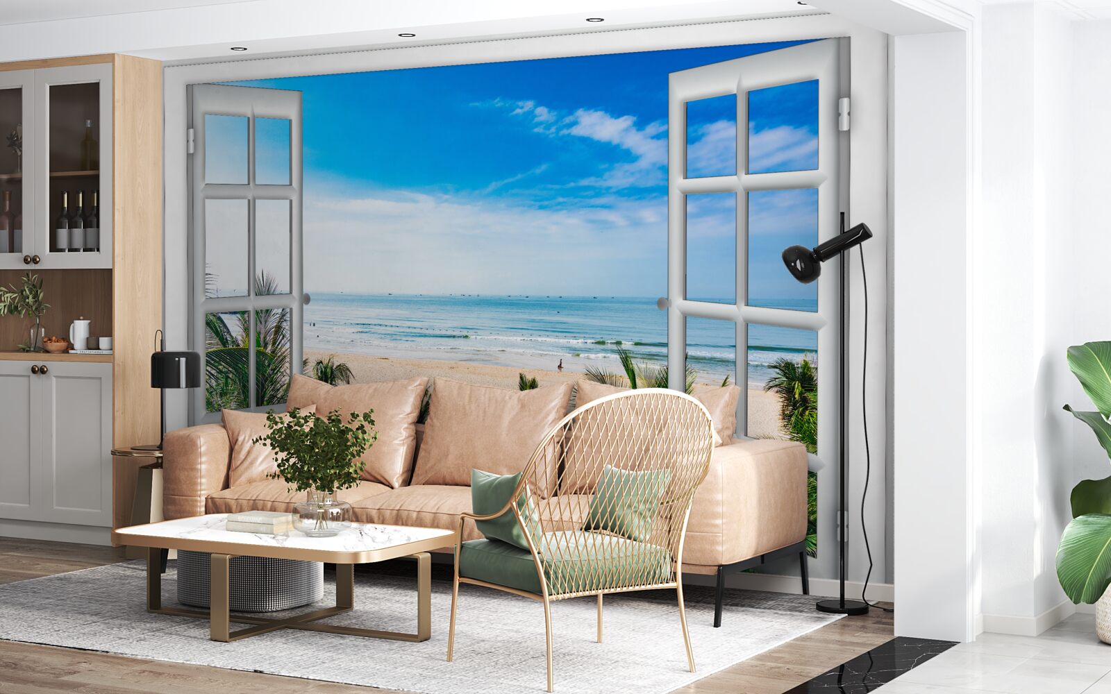 Papier peint des fenêtres ouvertes avec de belles vues