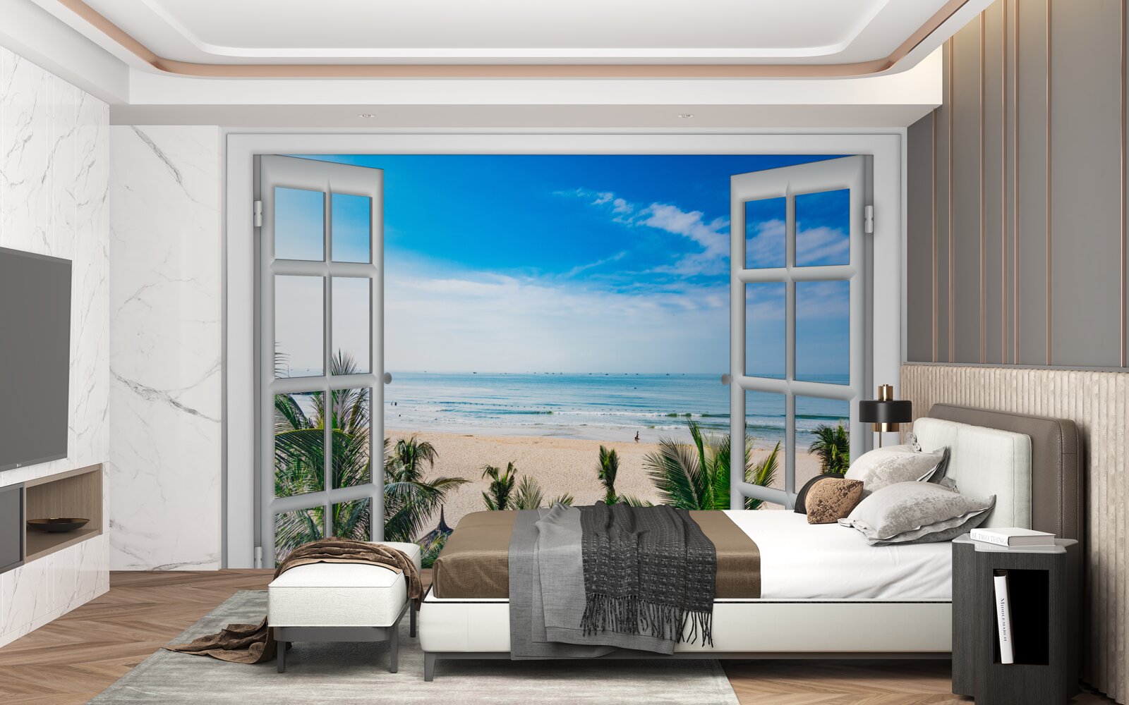 Papier peint des fenêtres ouvertes avec de belles vues