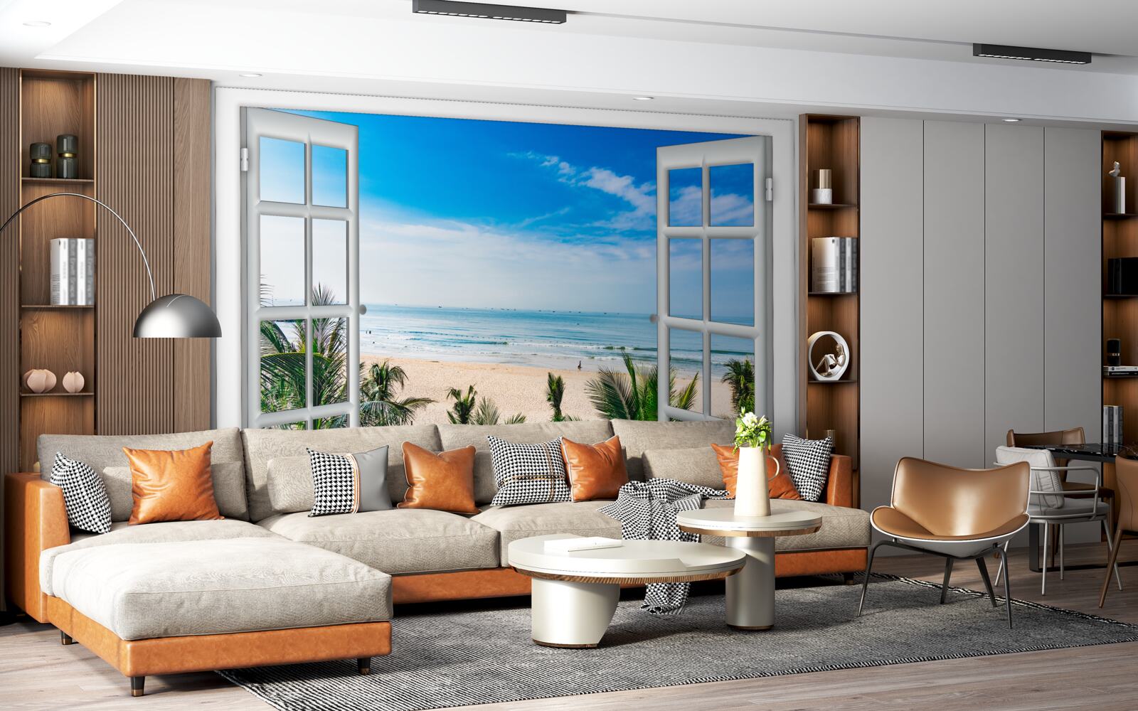 Papier peint des fenêtres ouvertes avec de belles vues