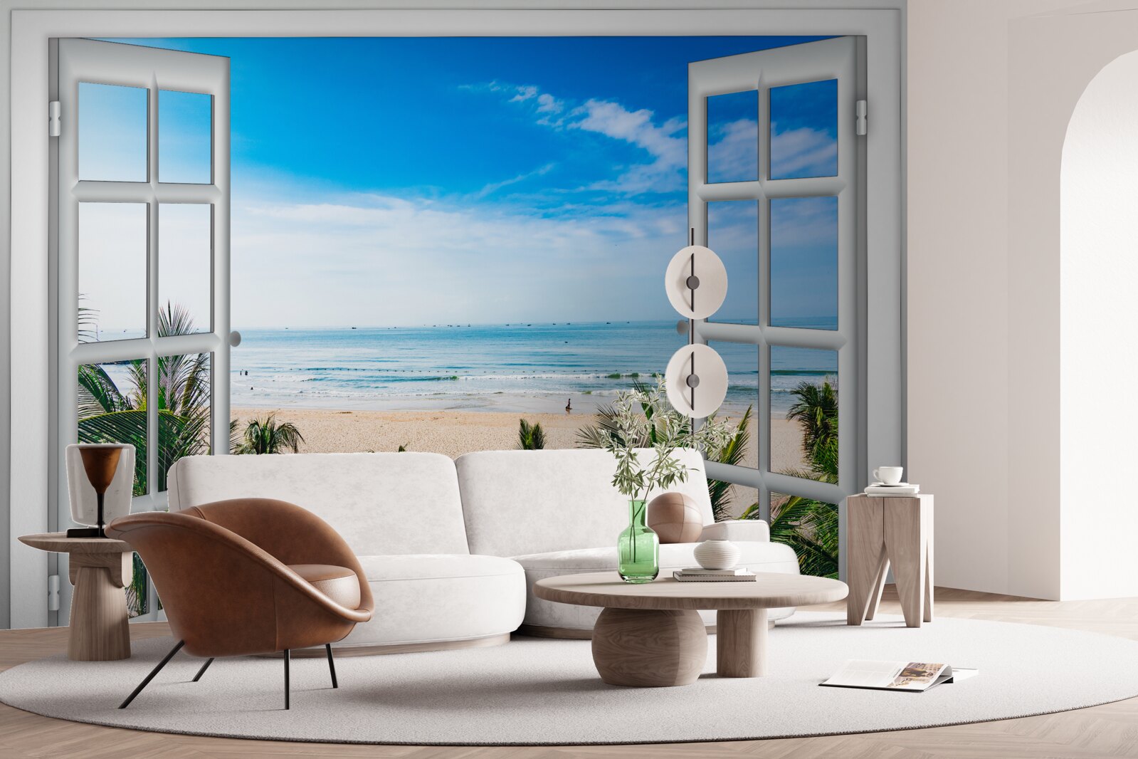 Papier peint des fenêtres ouvertes avec de belles vues