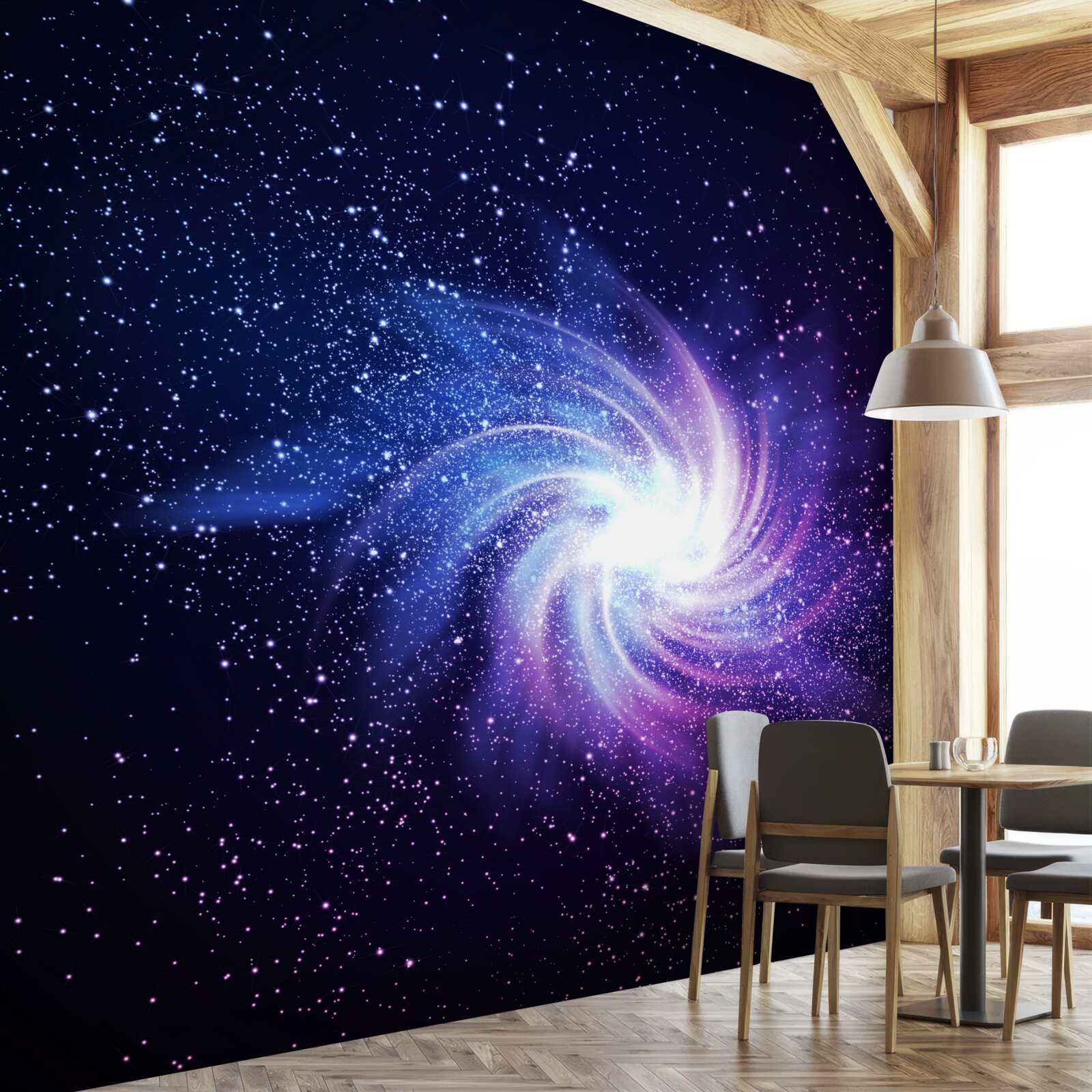 Papier peint un tourbillon dans l'espace parmi les étoiles