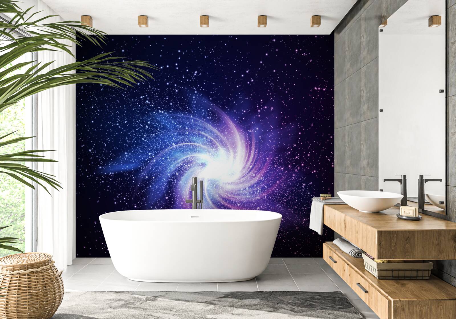 Papier peint un tourbillon dans l'espace parmi les étoiles