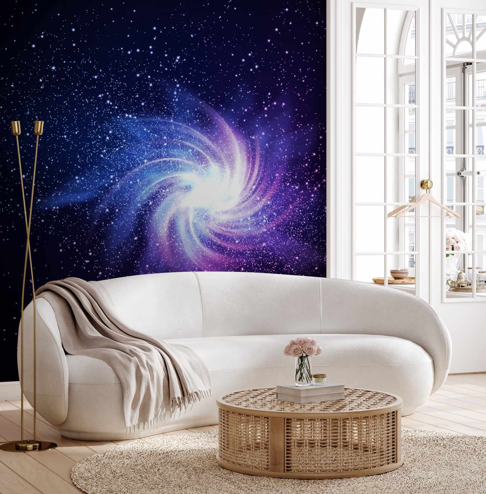 Papier peint un tourbillon dans l'espace parmi les étoiles