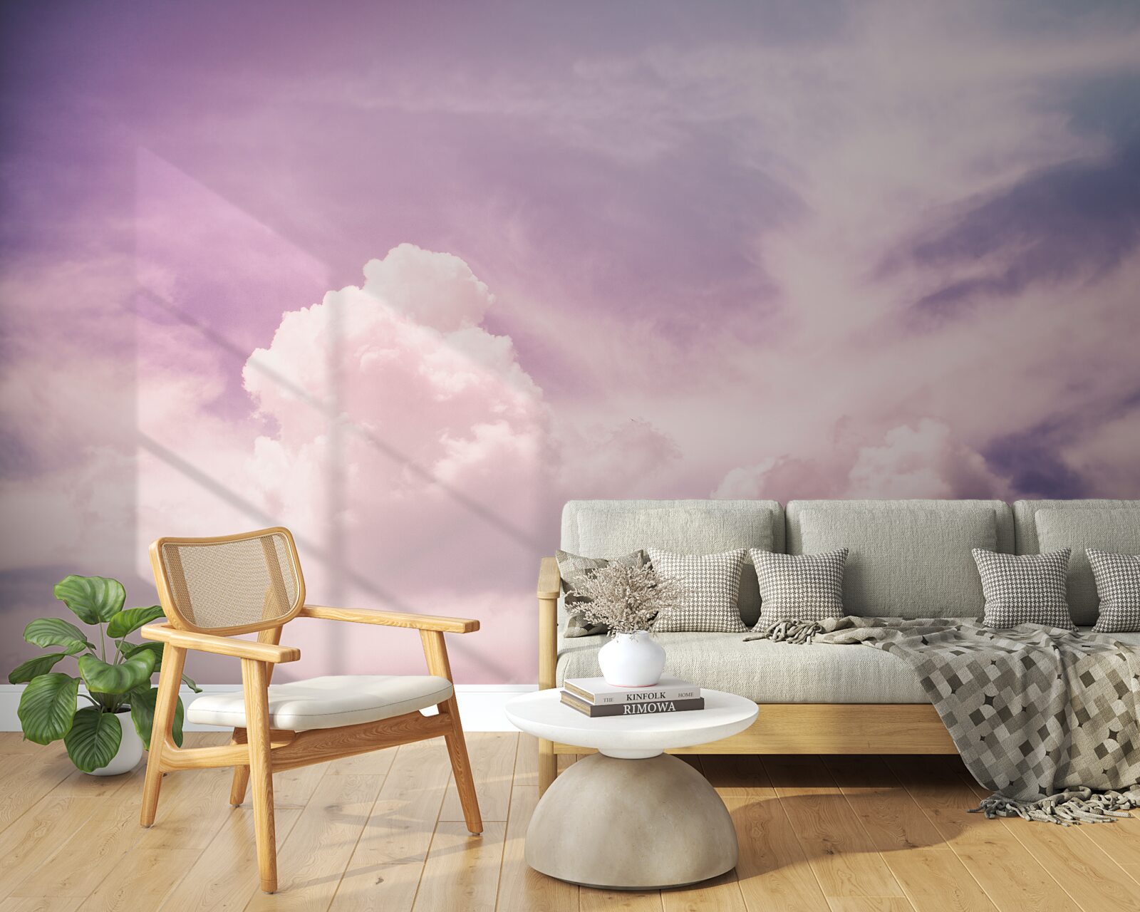 Papier peint ciel doux avec nuages