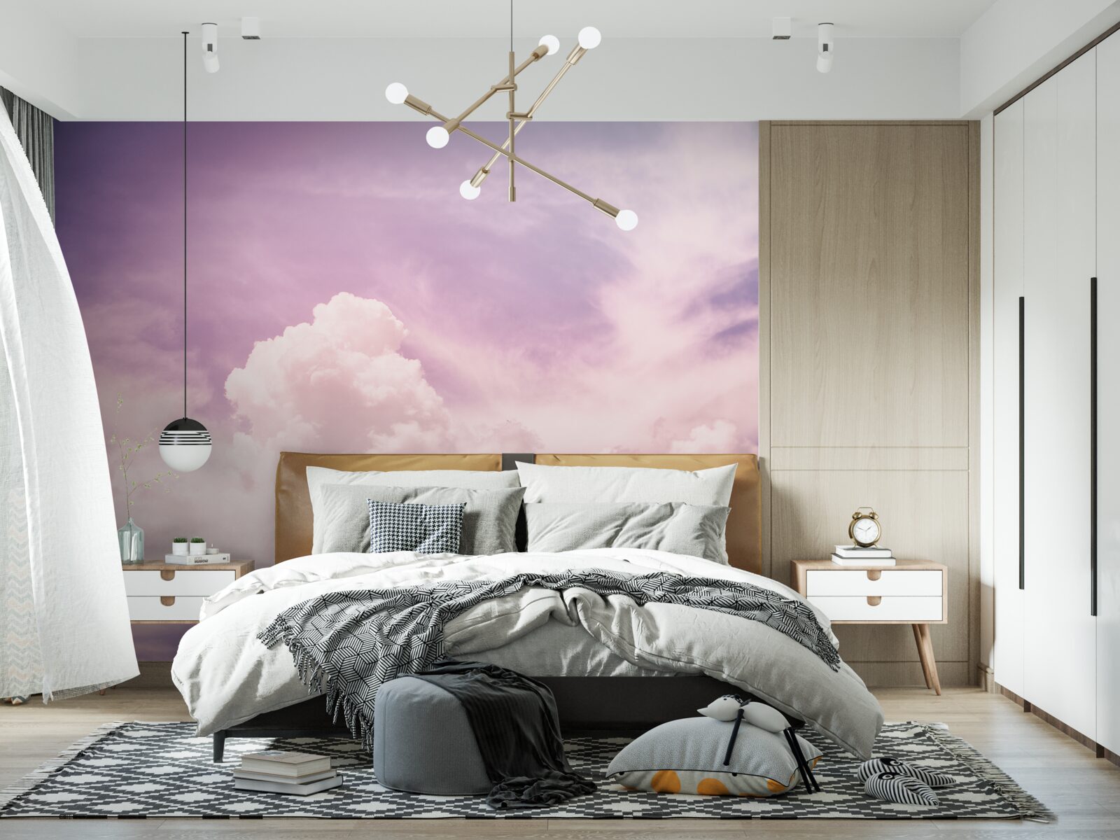 Papier peint ciel doux avec nuages