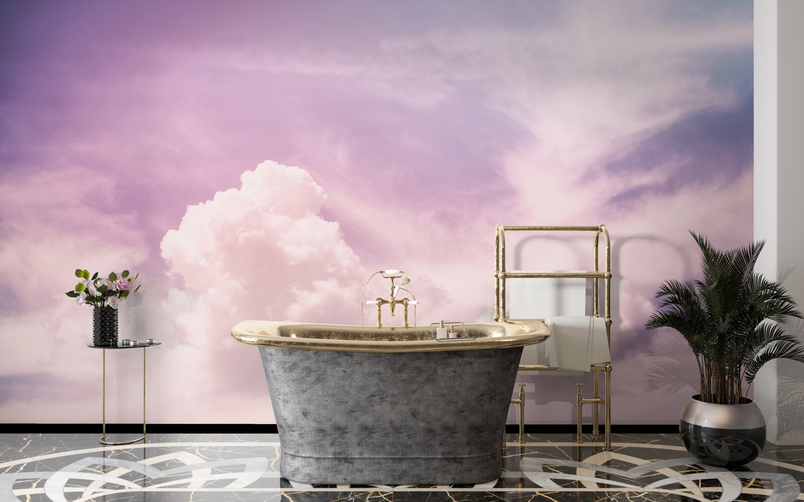 Papier peint ciel doux avec nuages