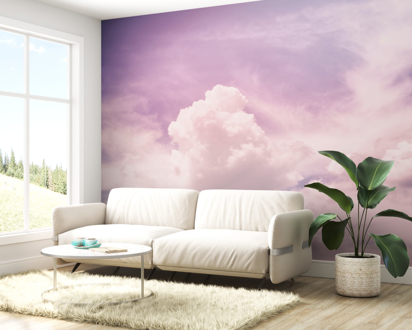 Papier peint ciel doux avec nuages