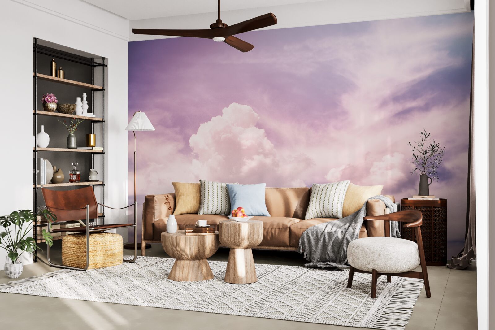 Papier peint ciel doux avec nuages