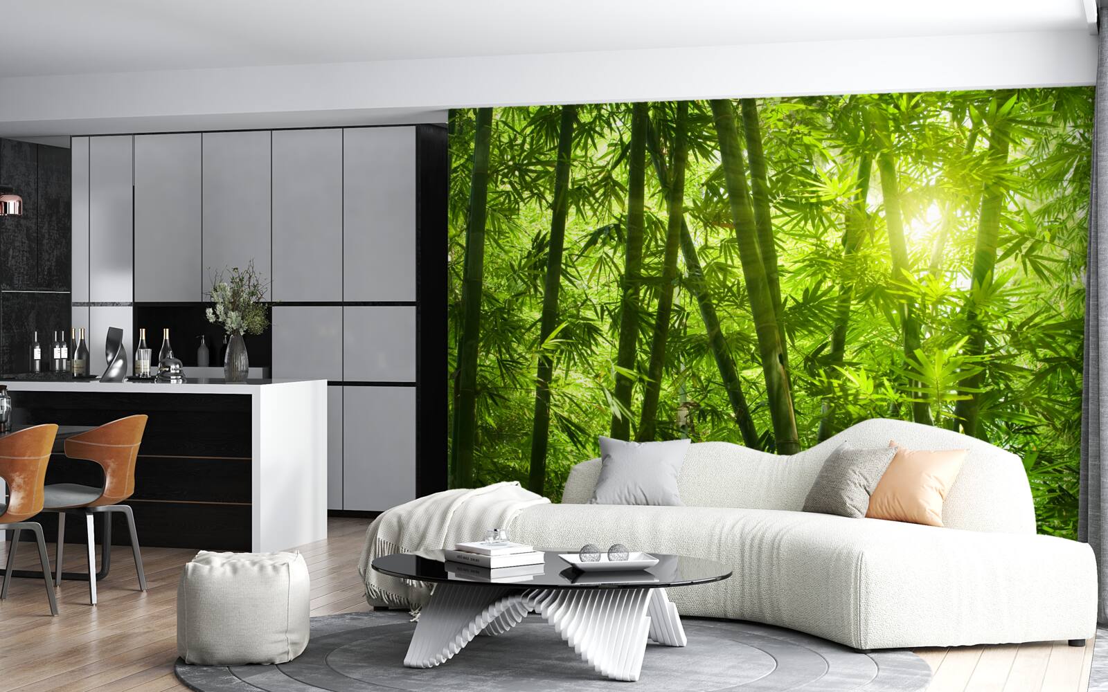 Papier peint le soleil tente de pénétrer dans la forêt dense