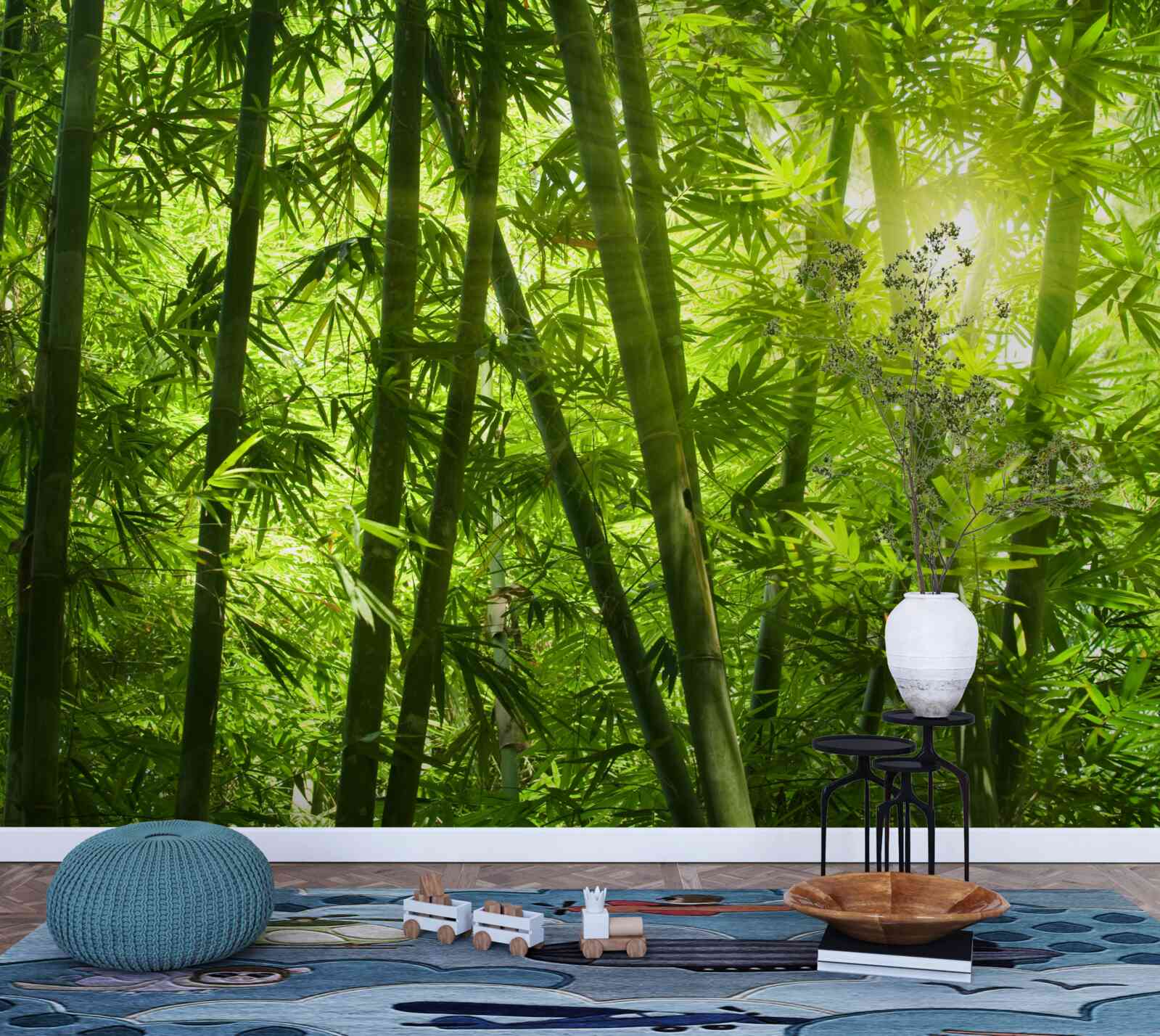 Papier peint le soleil tente de pénétrer dans la forêt dense