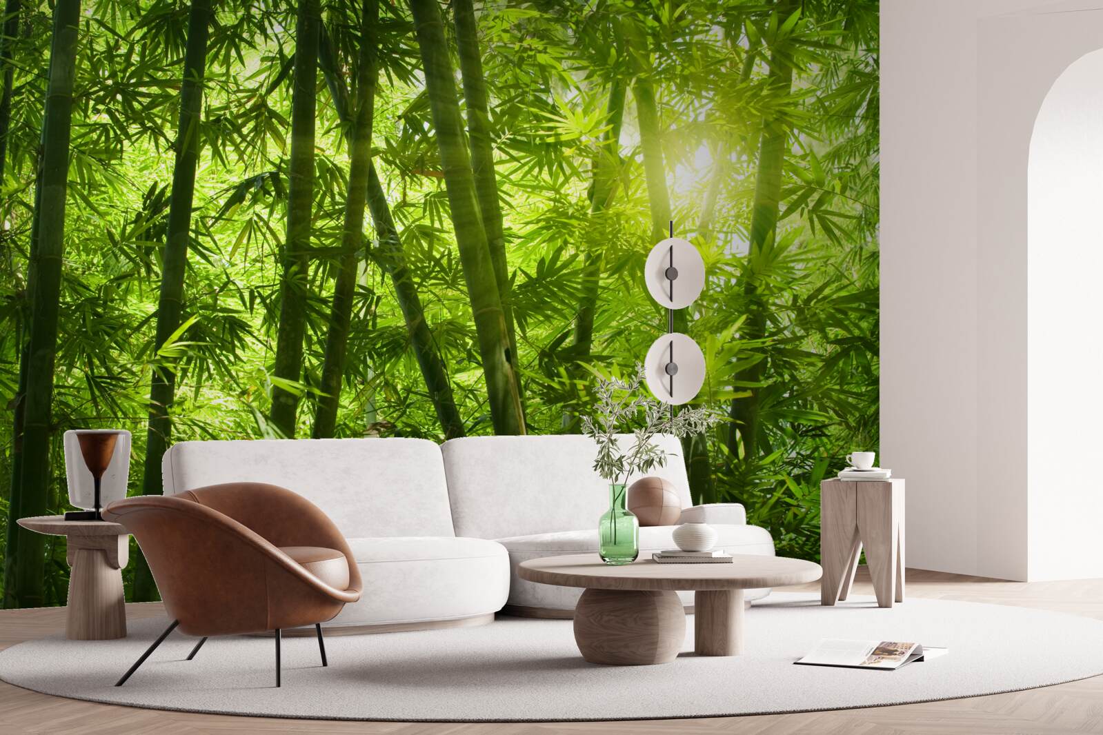 Papier peint le soleil tente de pénétrer dans la forêt dense