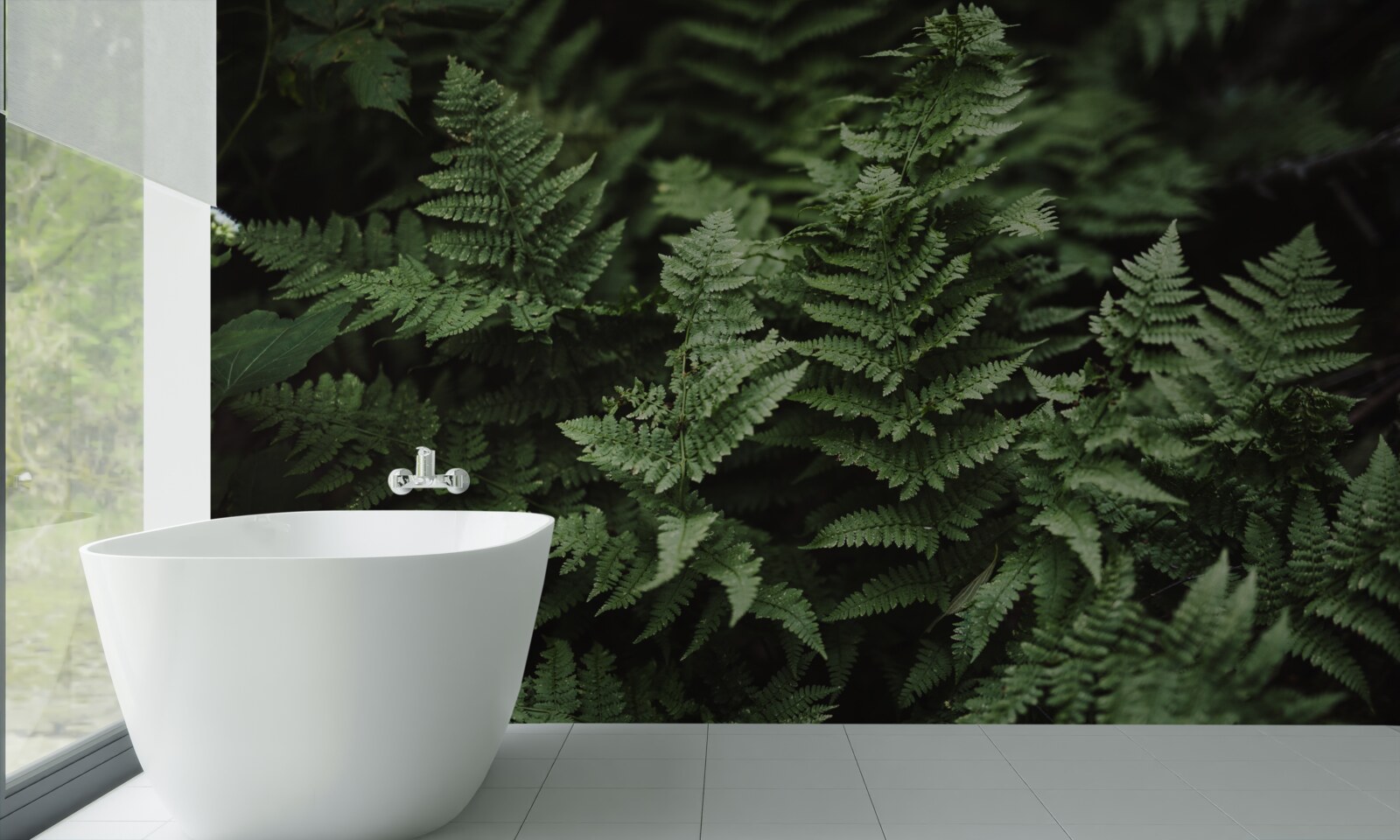 Papier peint feuilles de fougère vertes et luxuriantes