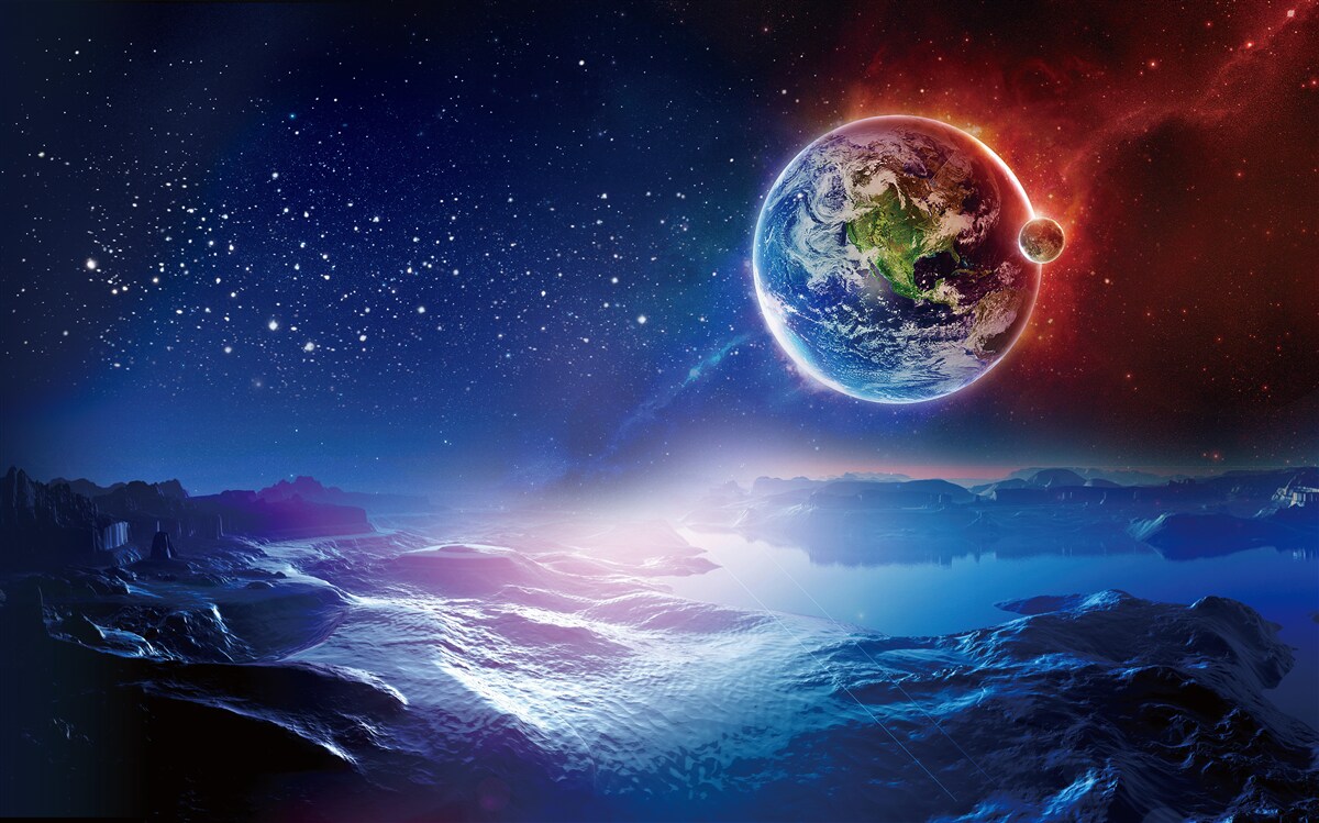 Papier peint vue de la terre depuis une autre planète